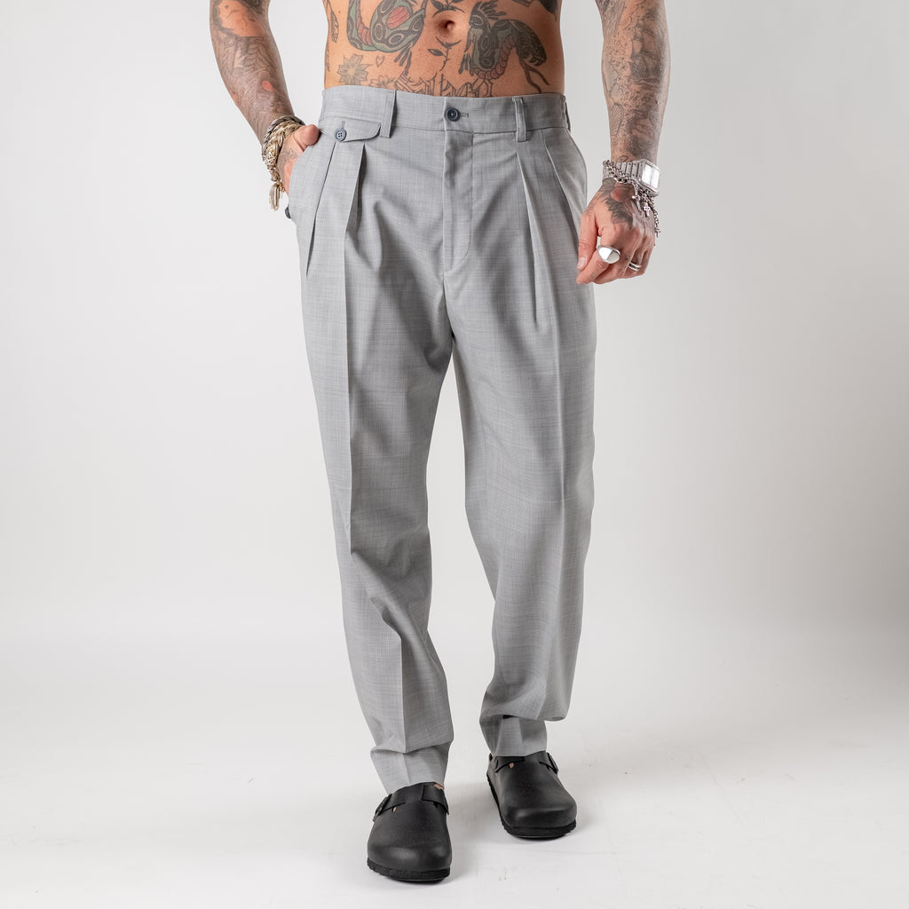 Tailored double-pleated trousers with watch pocket