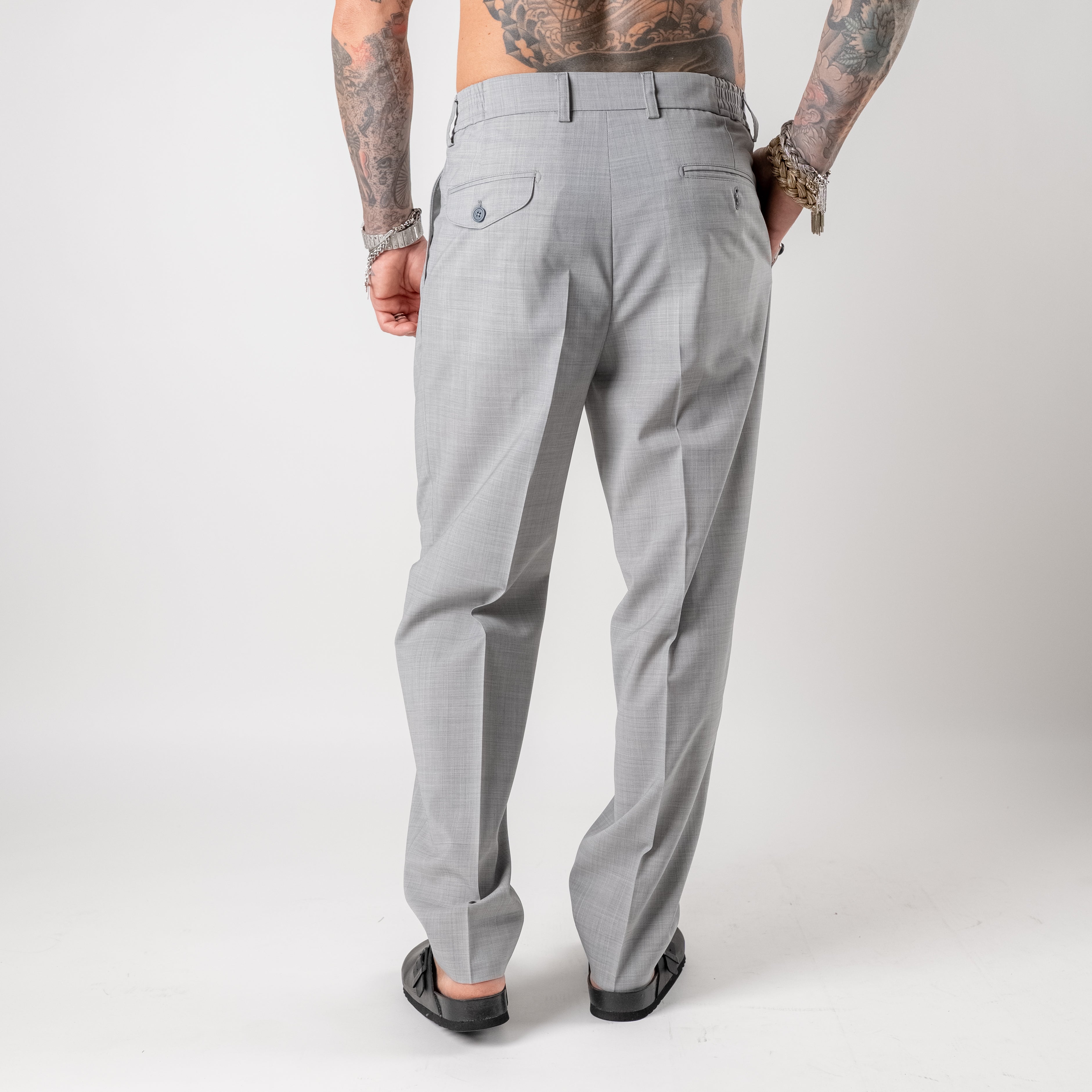 Tailored double-pleated trousers with watch pocket