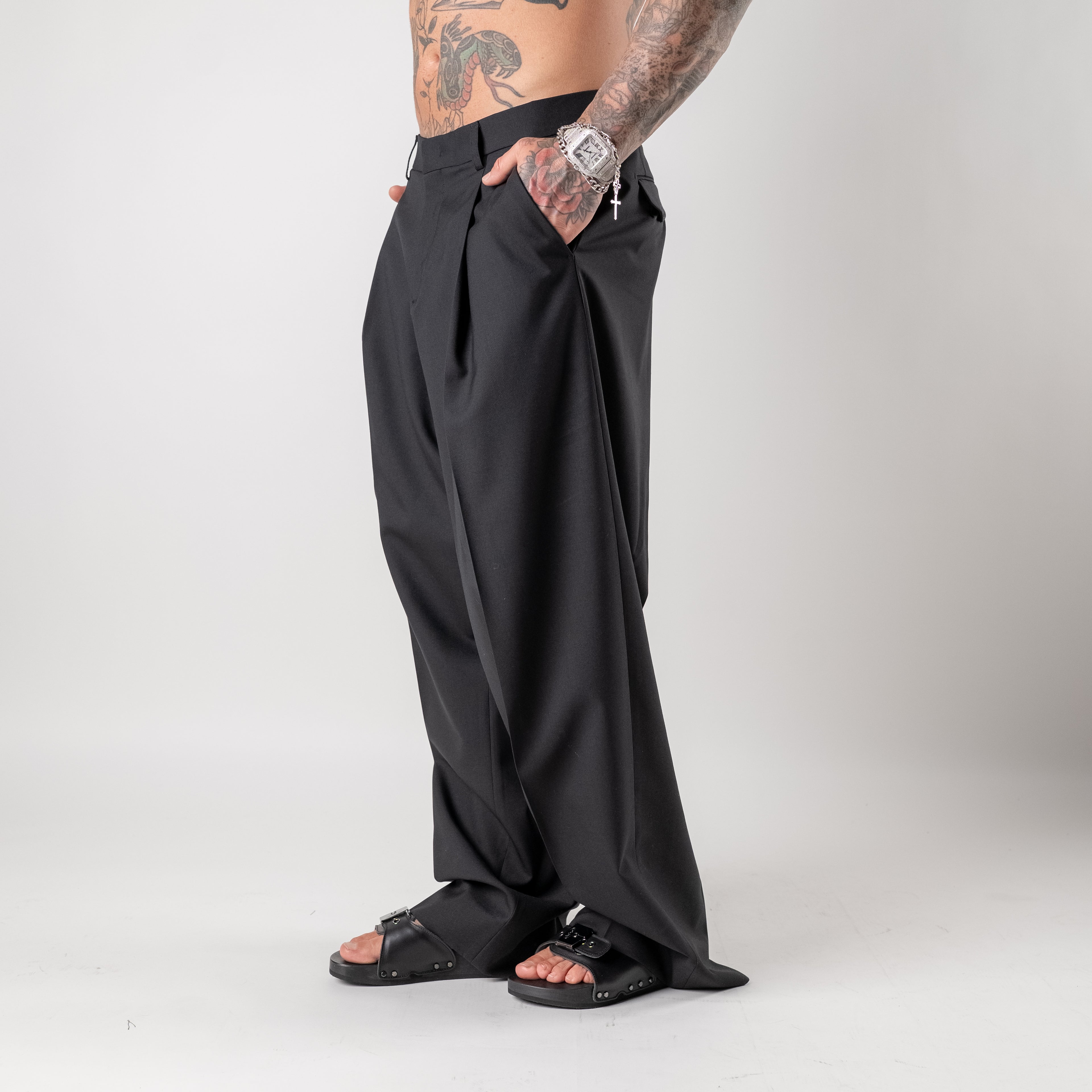 Super loose wool blend trousers