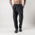 Double-pleated tailored trousers