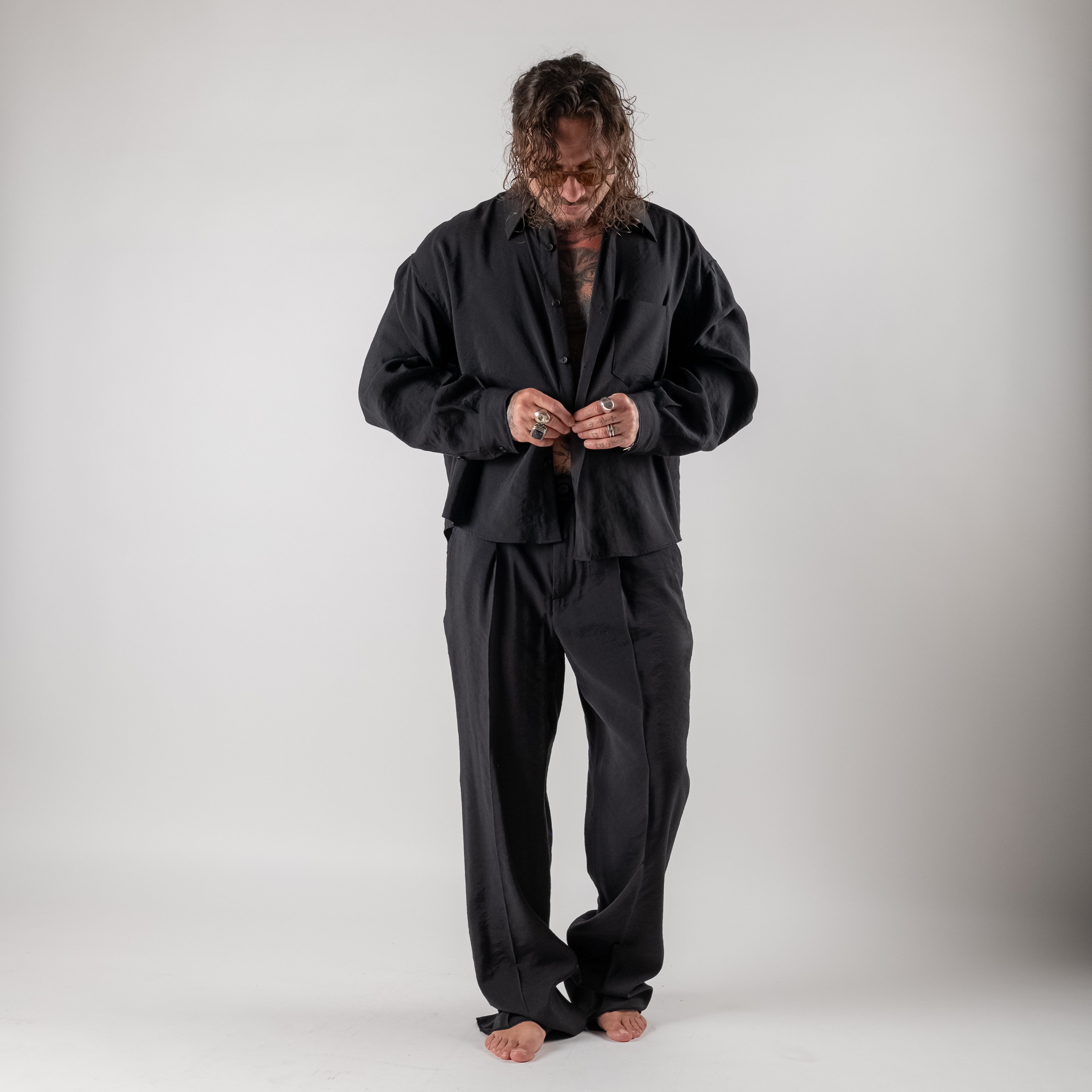 Pantalone Wide-Leg Strutturato in modal