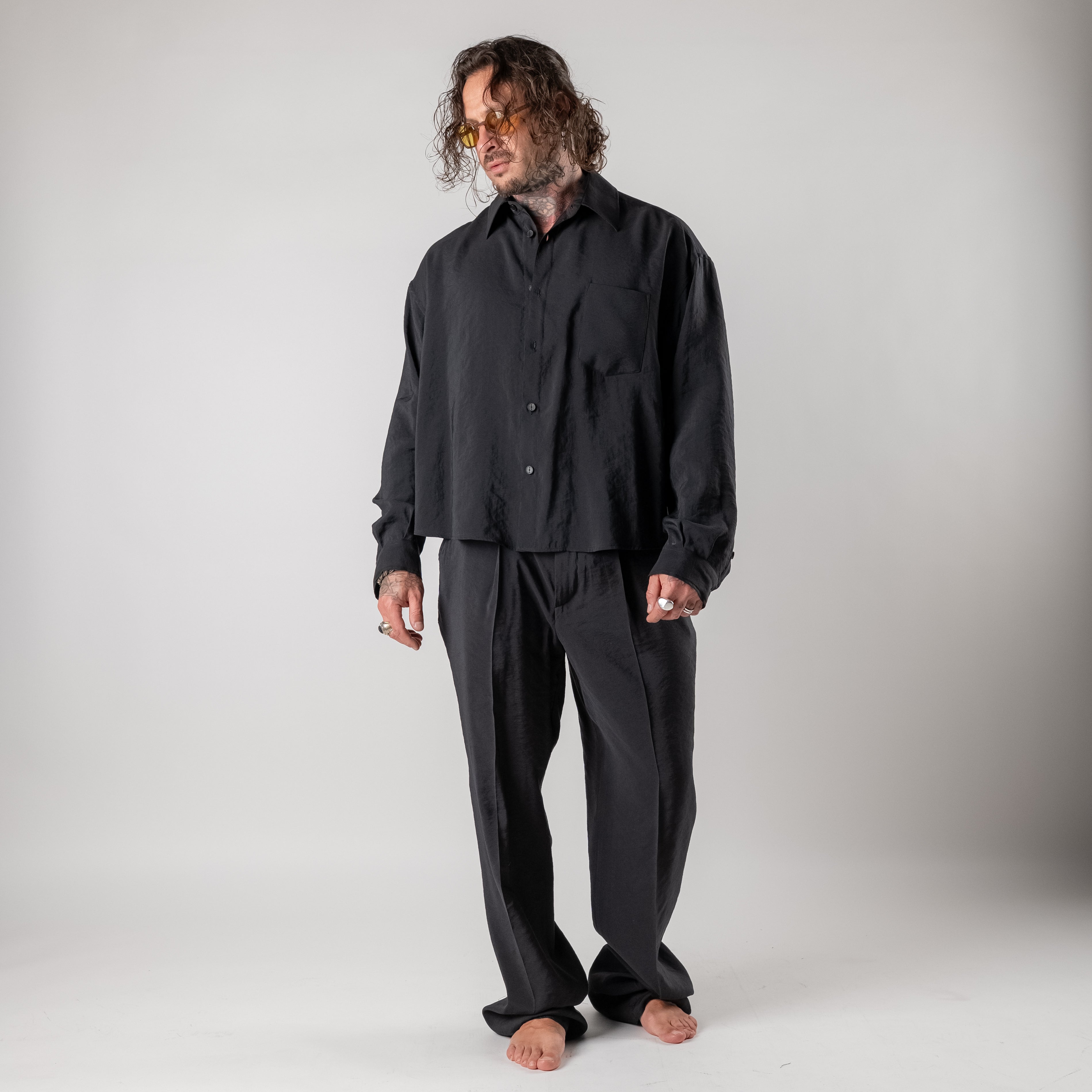 Pantalone Wide-Leg Strutturato in modal