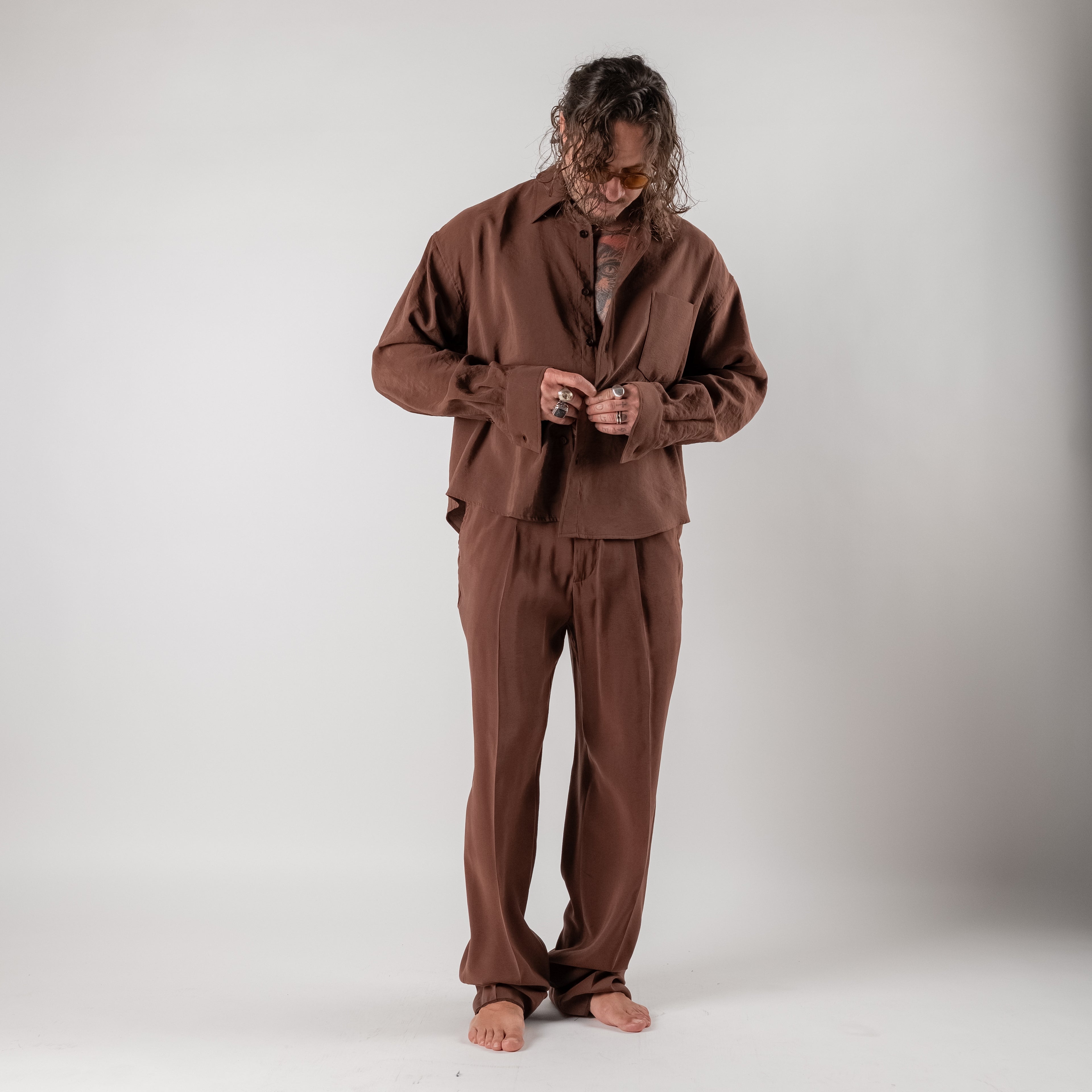 Pantalone Wide-Leg Strutturato in modal