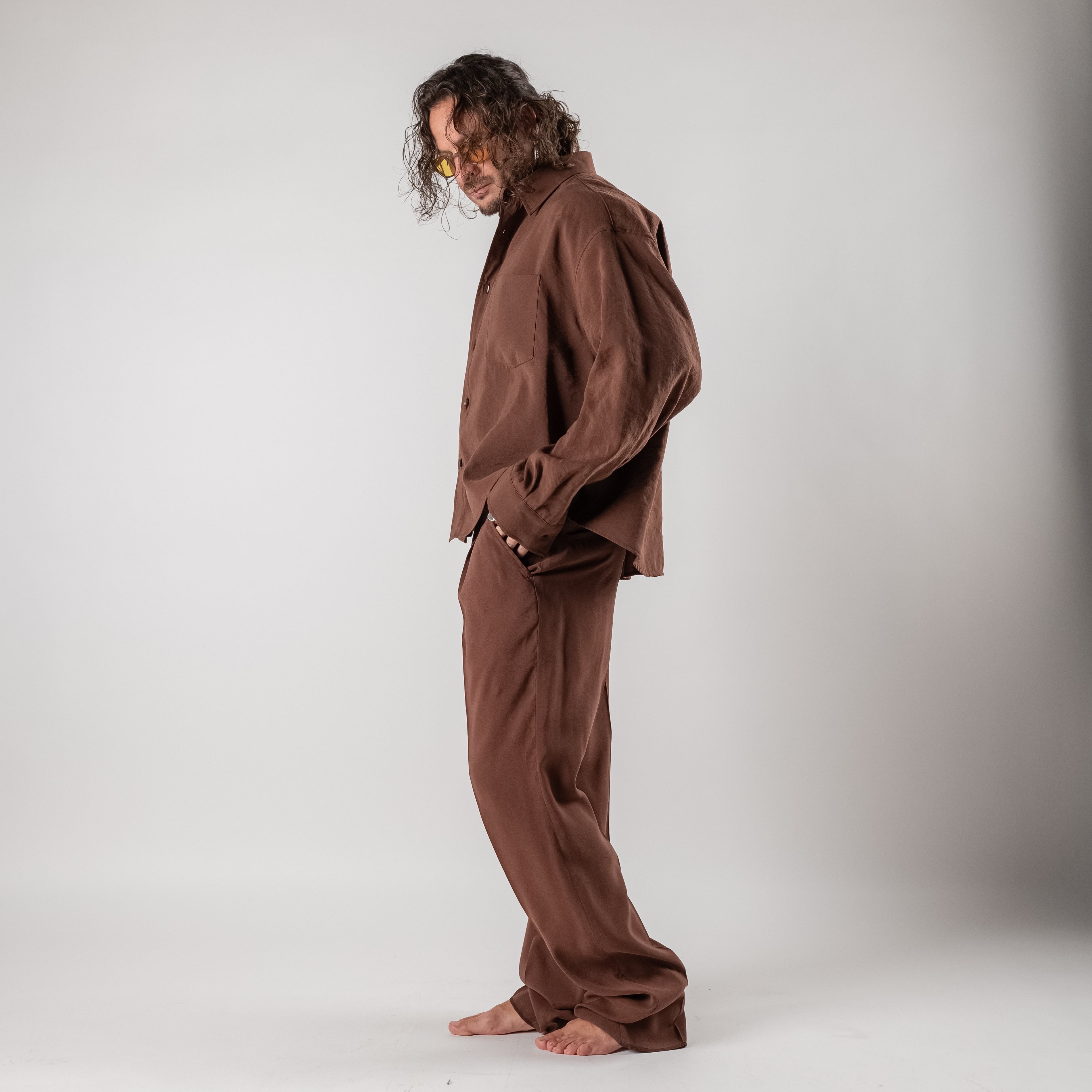 Pantalone Wide-Leg Strutturato in modal