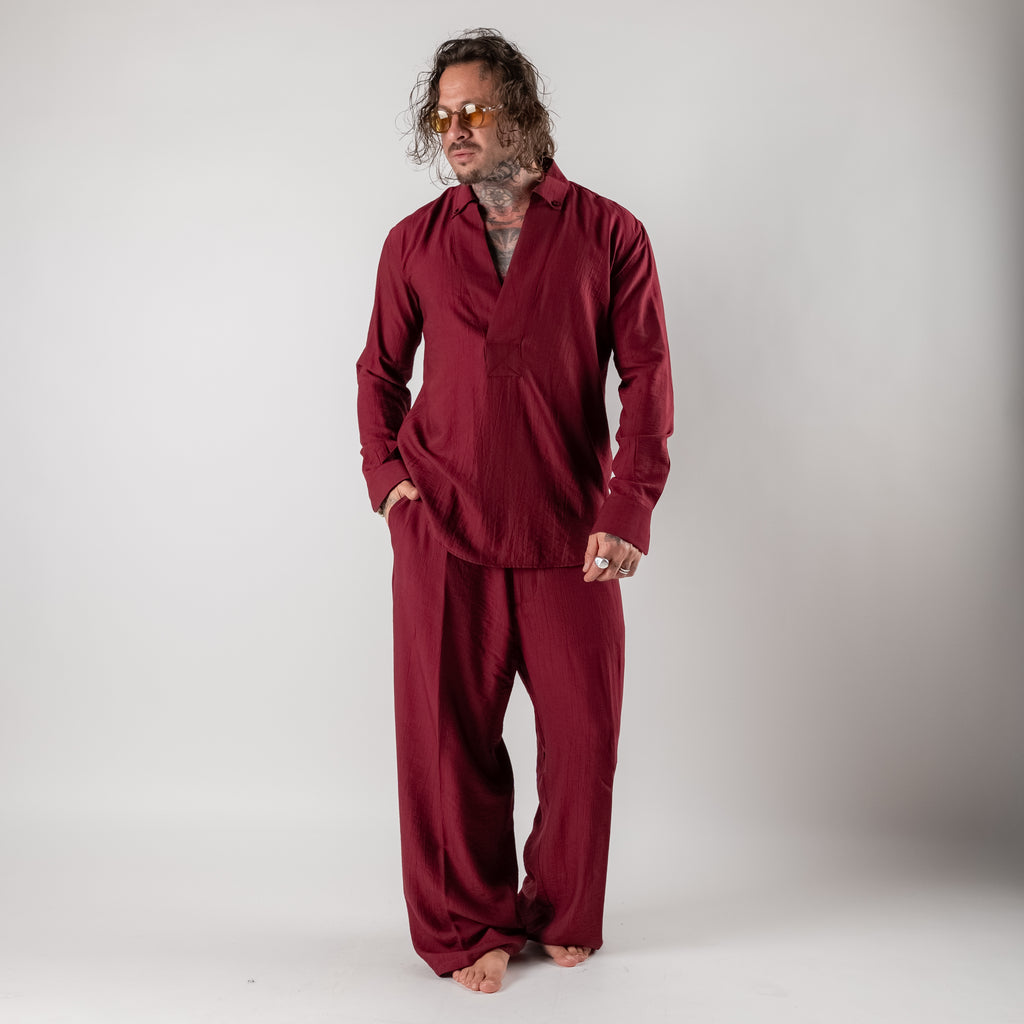Flowing viscose trousers with elasticated waist