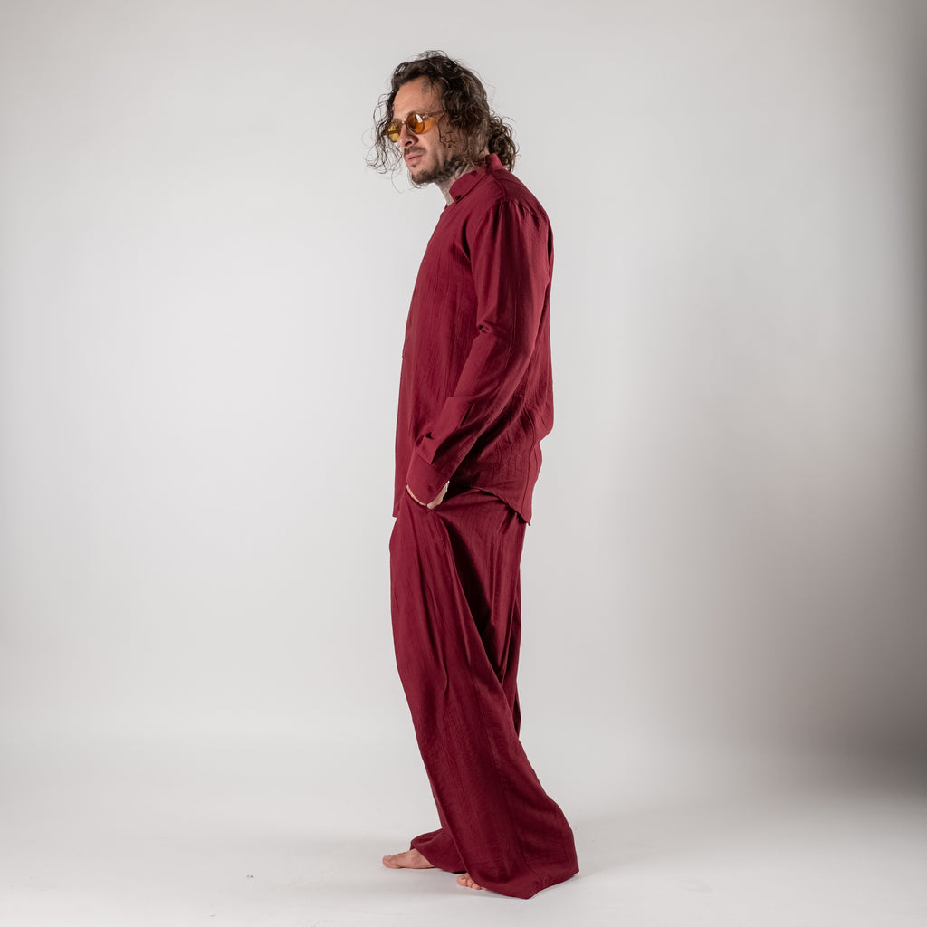 Viscose V-neck button-down shirt