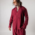 Viscose V-neck button-down shirt