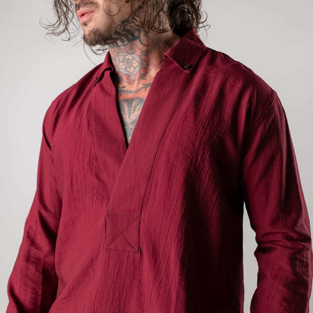 Viscose V-neck button-down shirt
