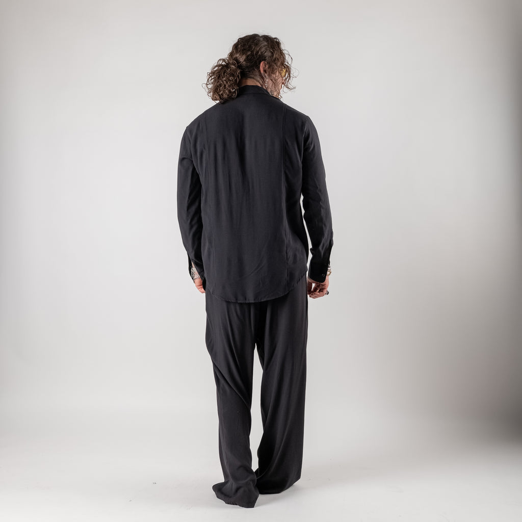 Viscose V-neck button-down shirt