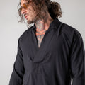 Viscose V-neck button-down shirt