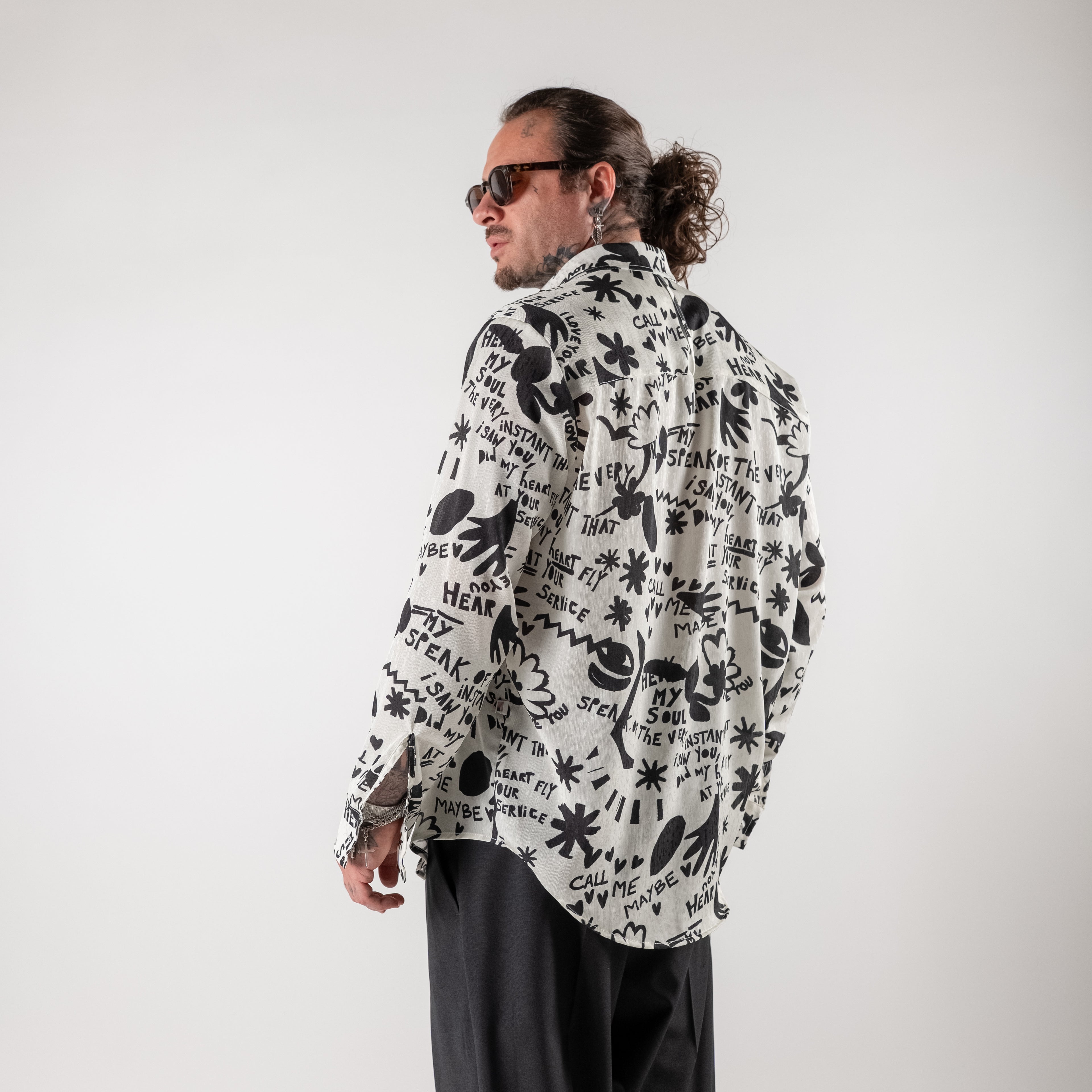 Hand-Drawn Sketch Viscose Shirt