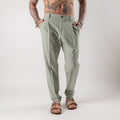 Regular trousers with half elasticated waist