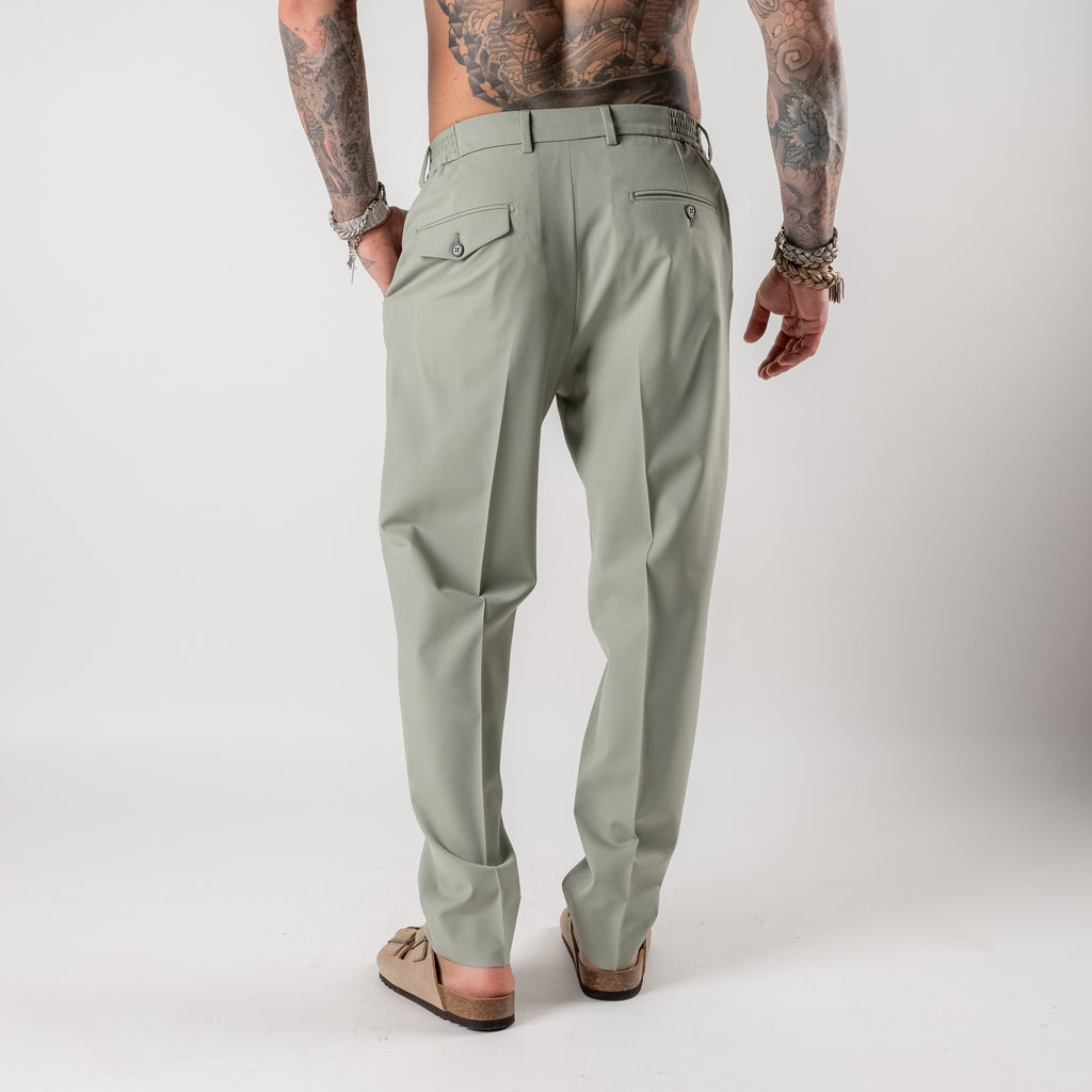 Regular trousers with half elasticated waist