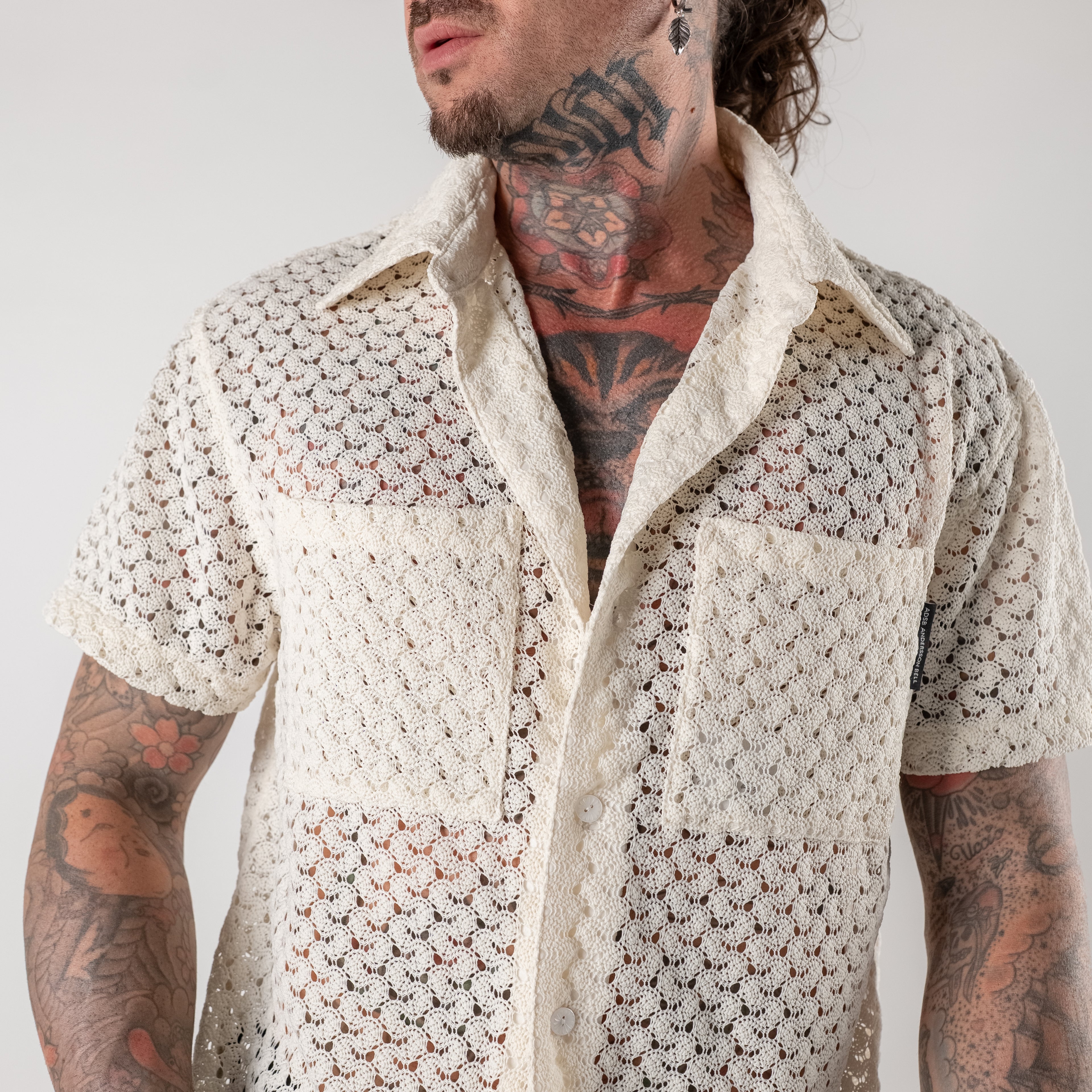 Embroidered sheer knitted shirt