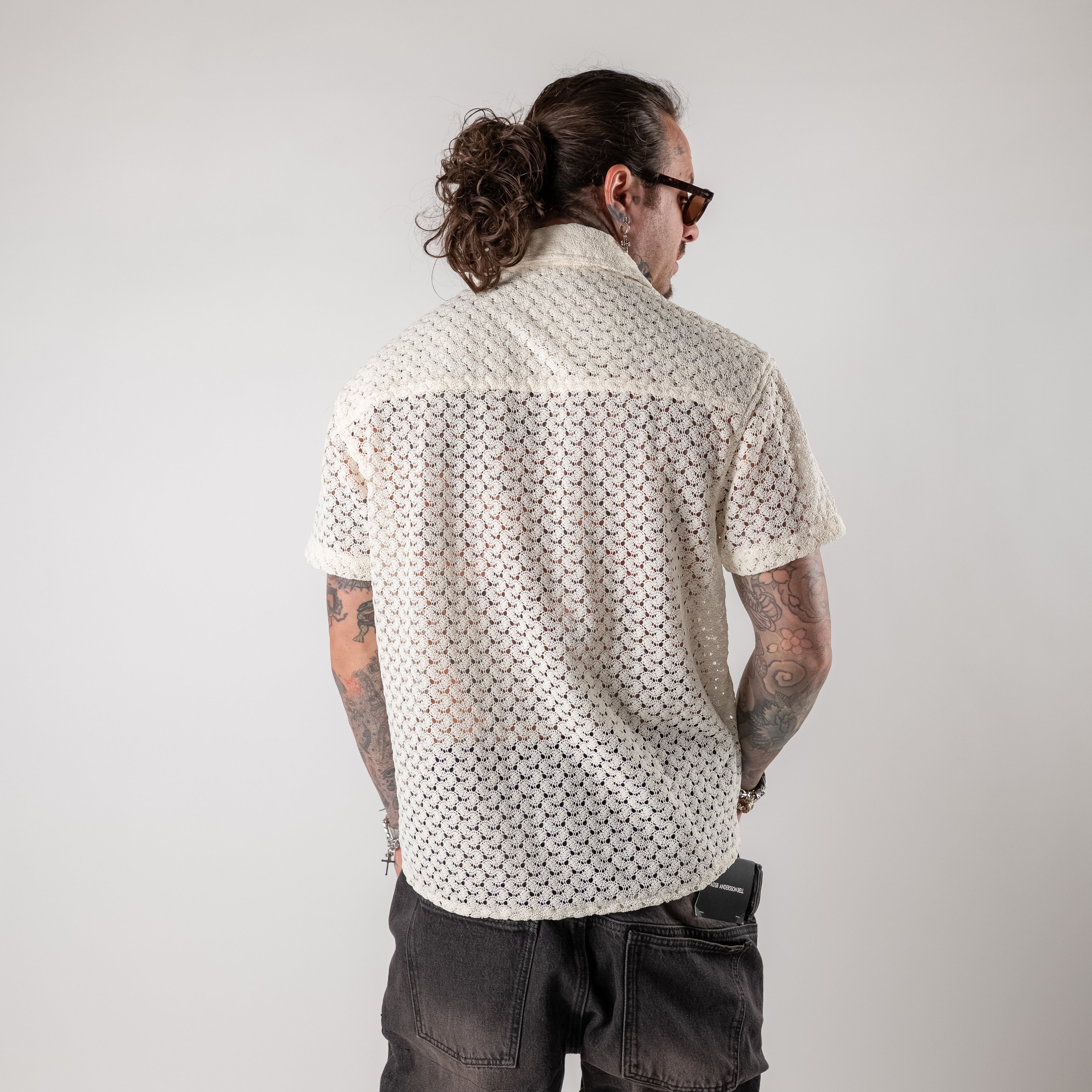 Embroidered sheer knitted shirt