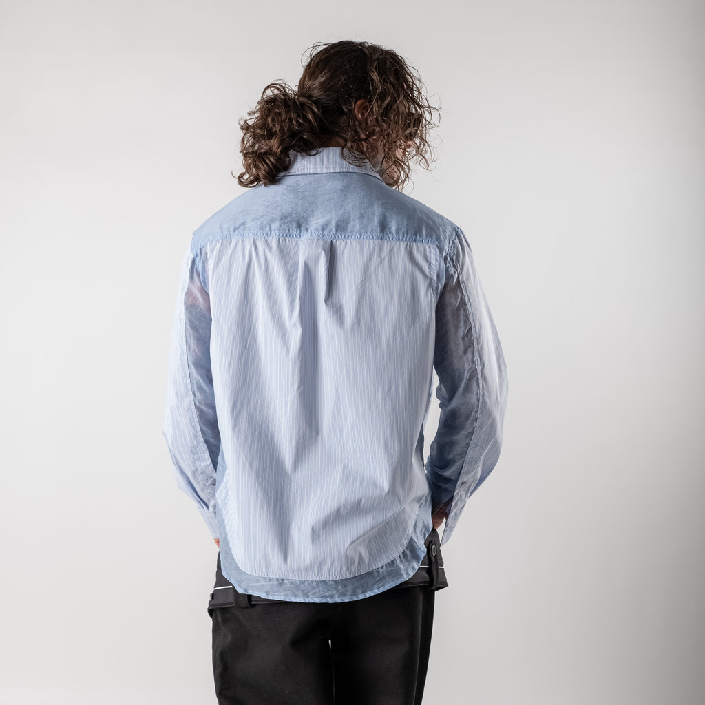 Striped shirt with organza panels