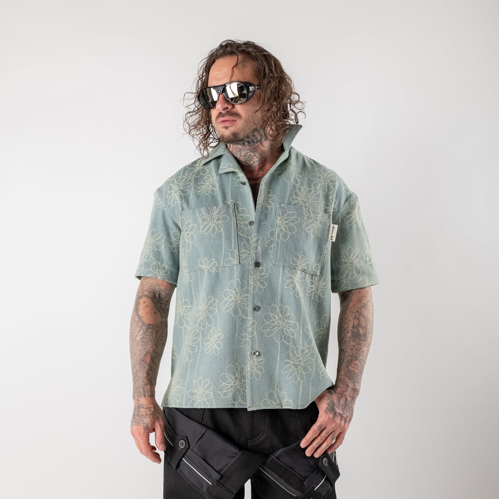 Flower embroidered shirt