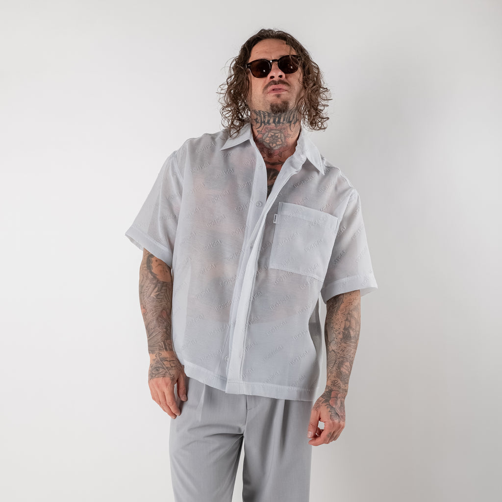 Oversized cropped shirt with logo