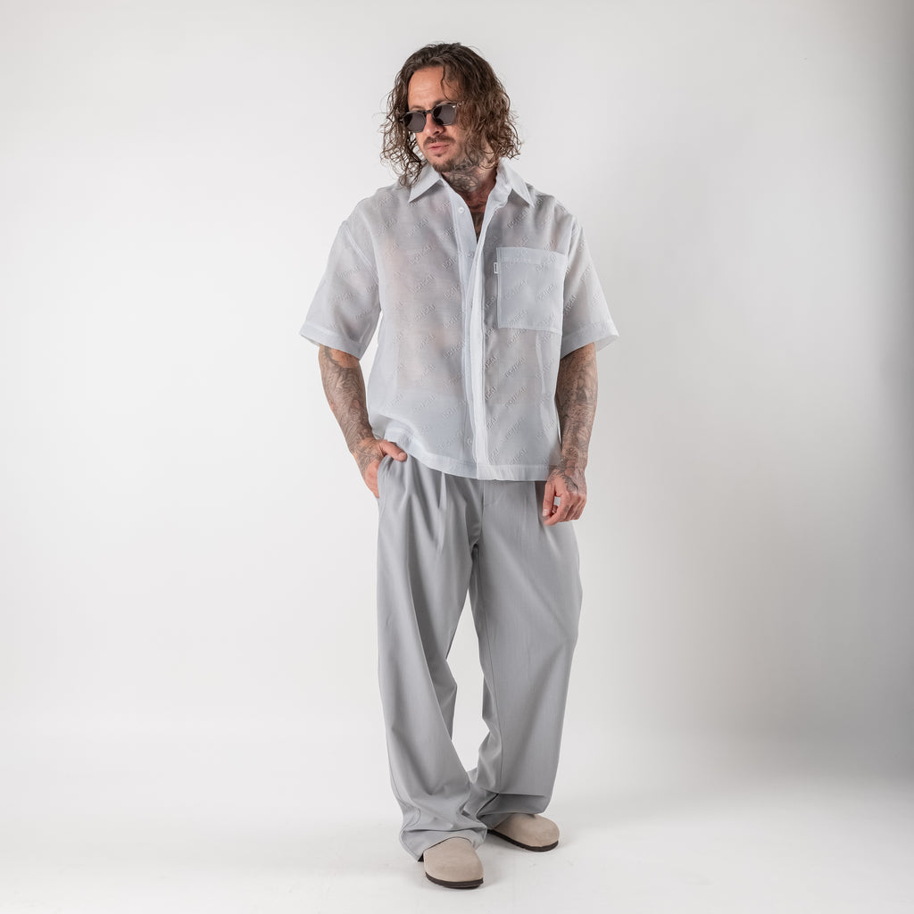 Oversized cropped shirt with logo