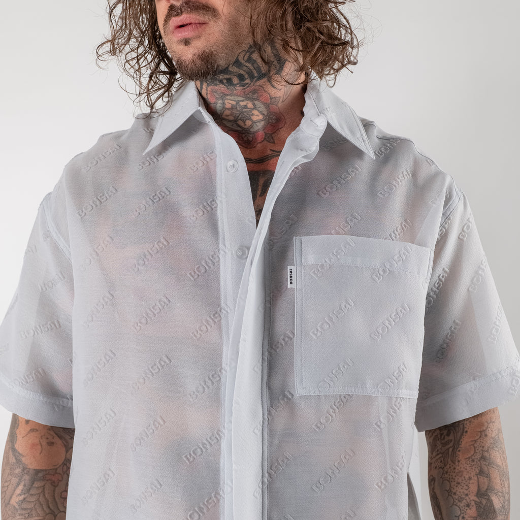 Oversized cropped shirt with logo
