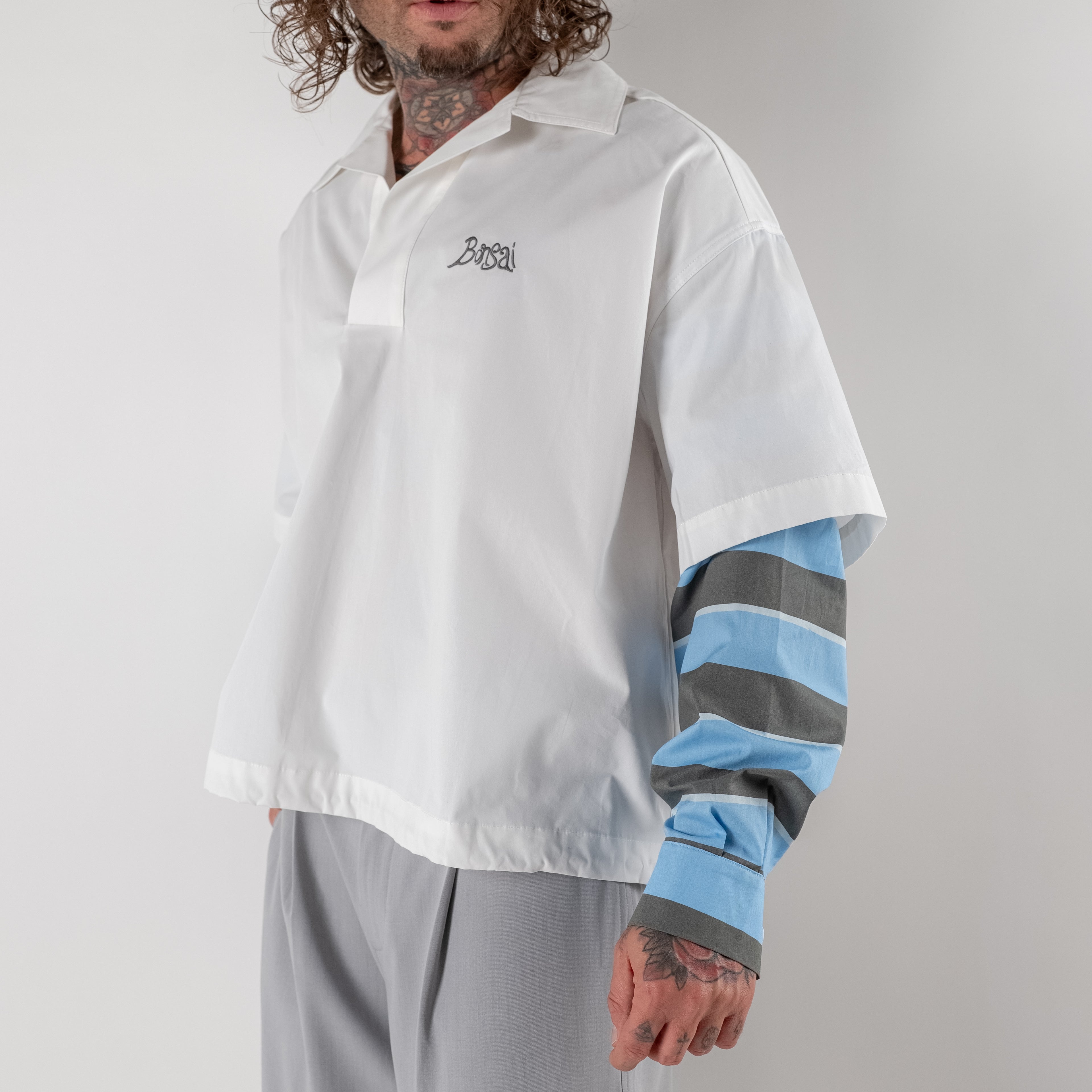 T-shirt layered double-sleeve boxy fit