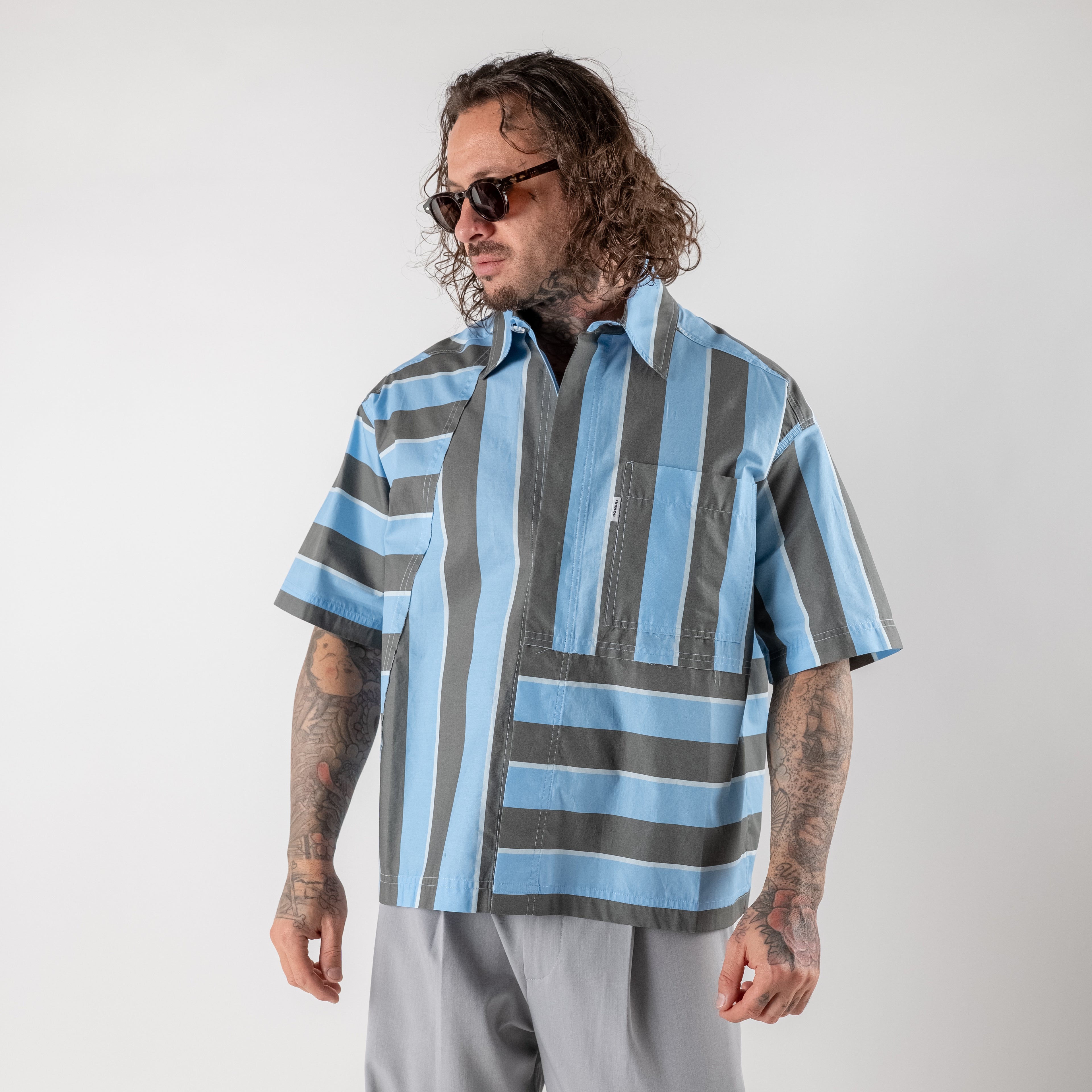 Cropped striped shirt