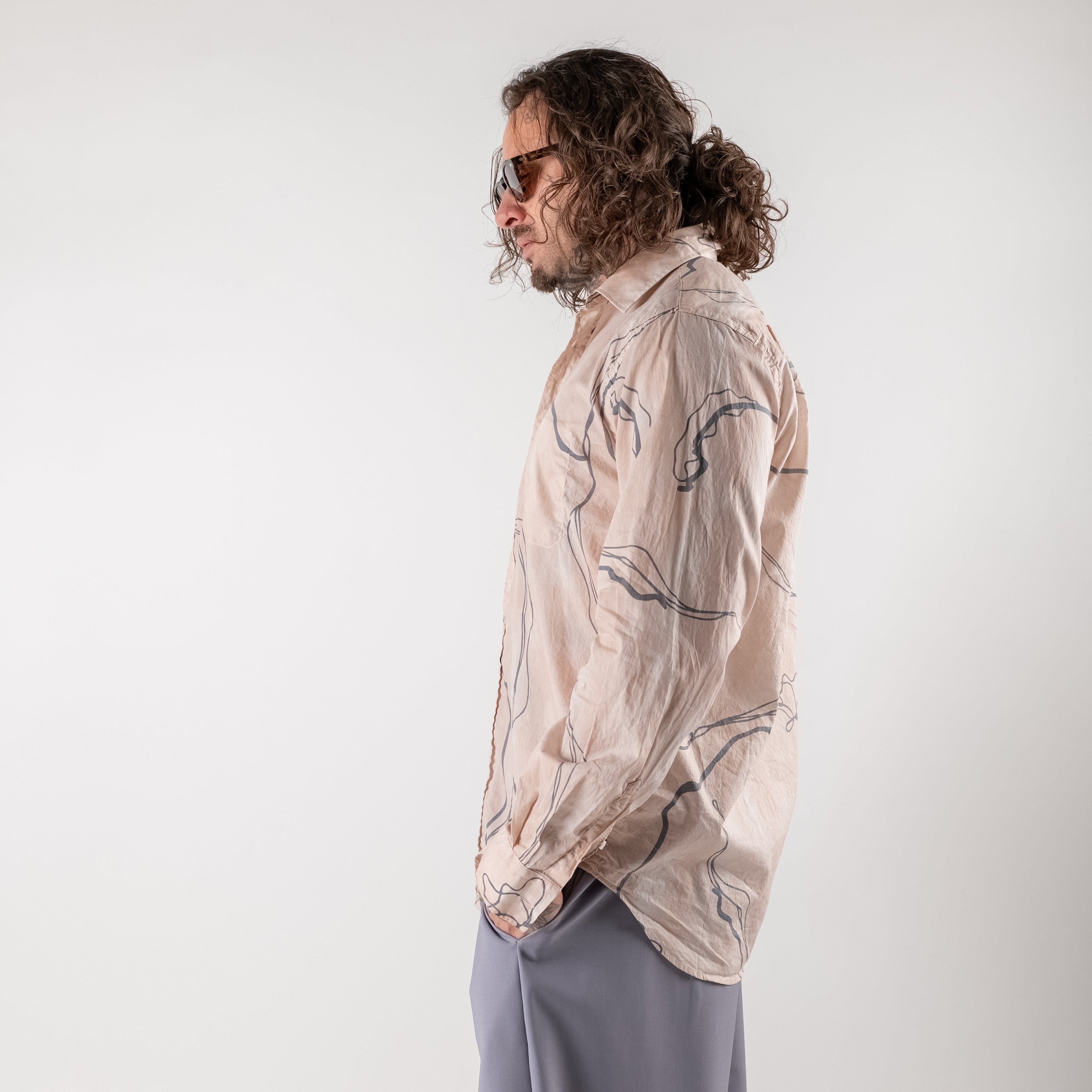 Washed cotton shirt with print