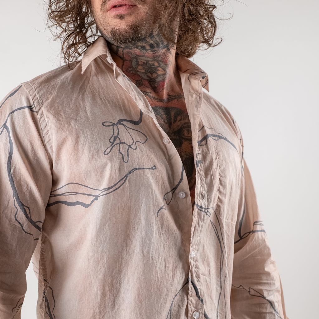 Washed cotton shirt with print