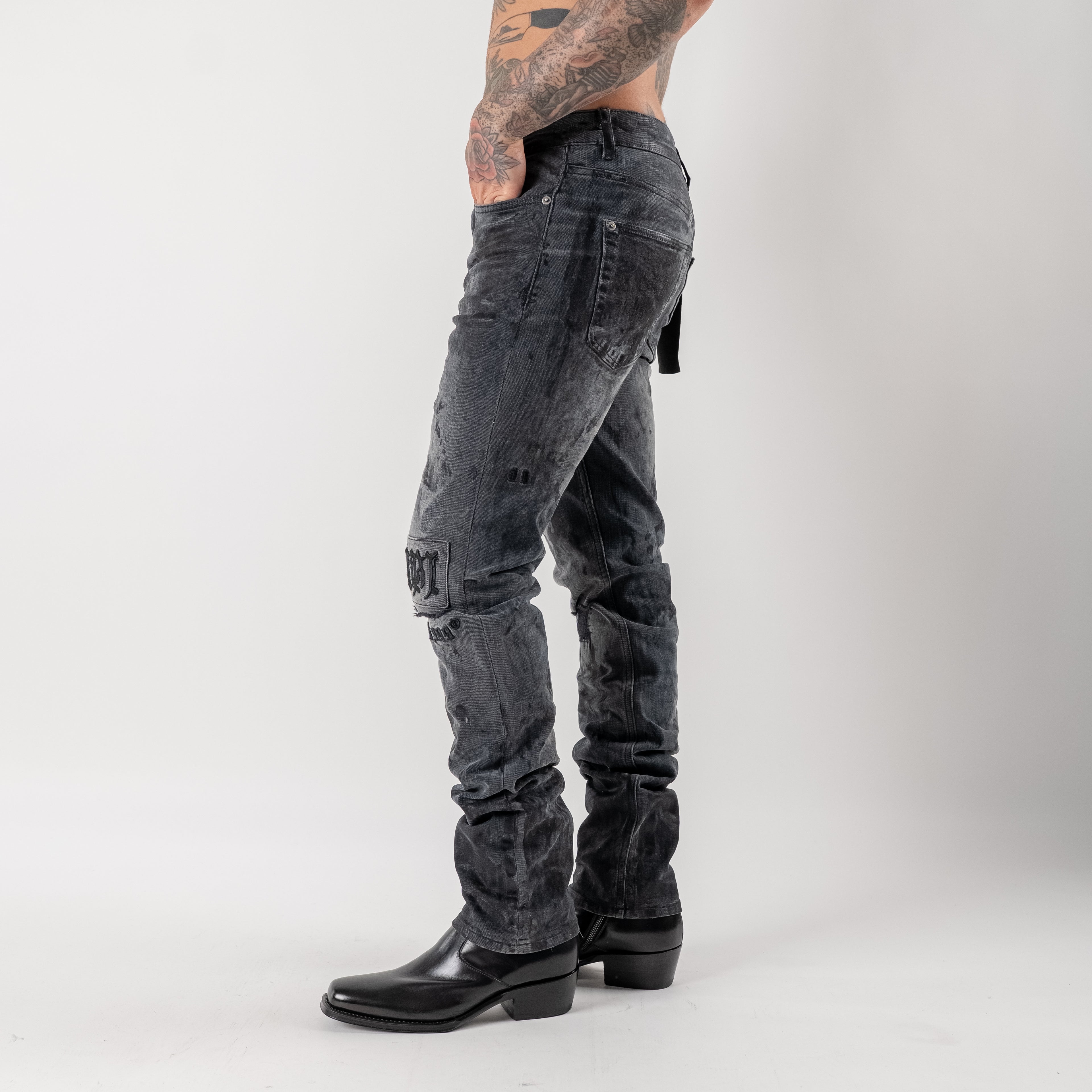 Powder grey chitch jeans