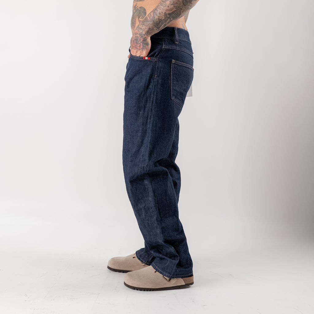 Dark wash crinkle selvedge jeans