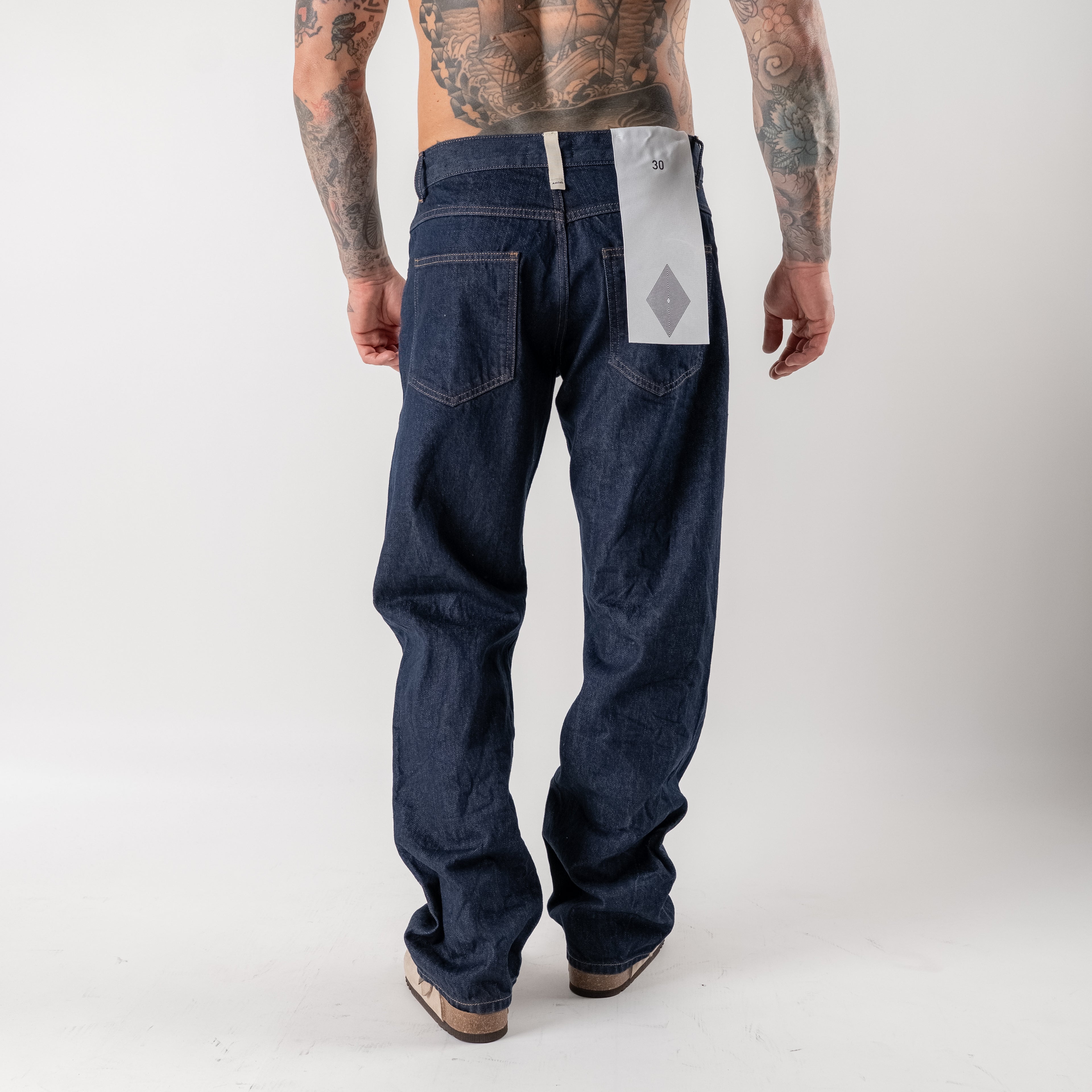 Dark wash crinkle selvedge jeans