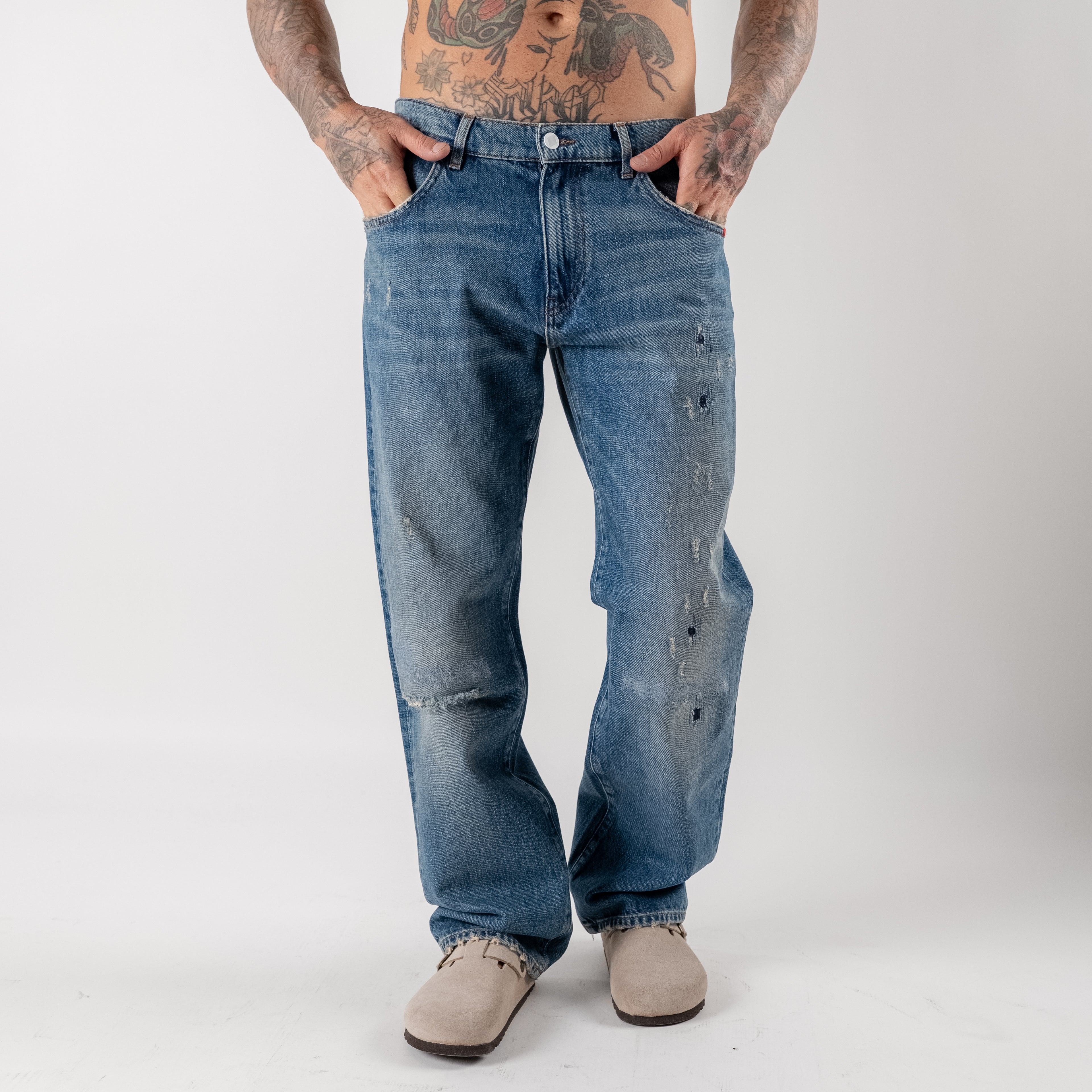 Distressed Sandblasted Jeans