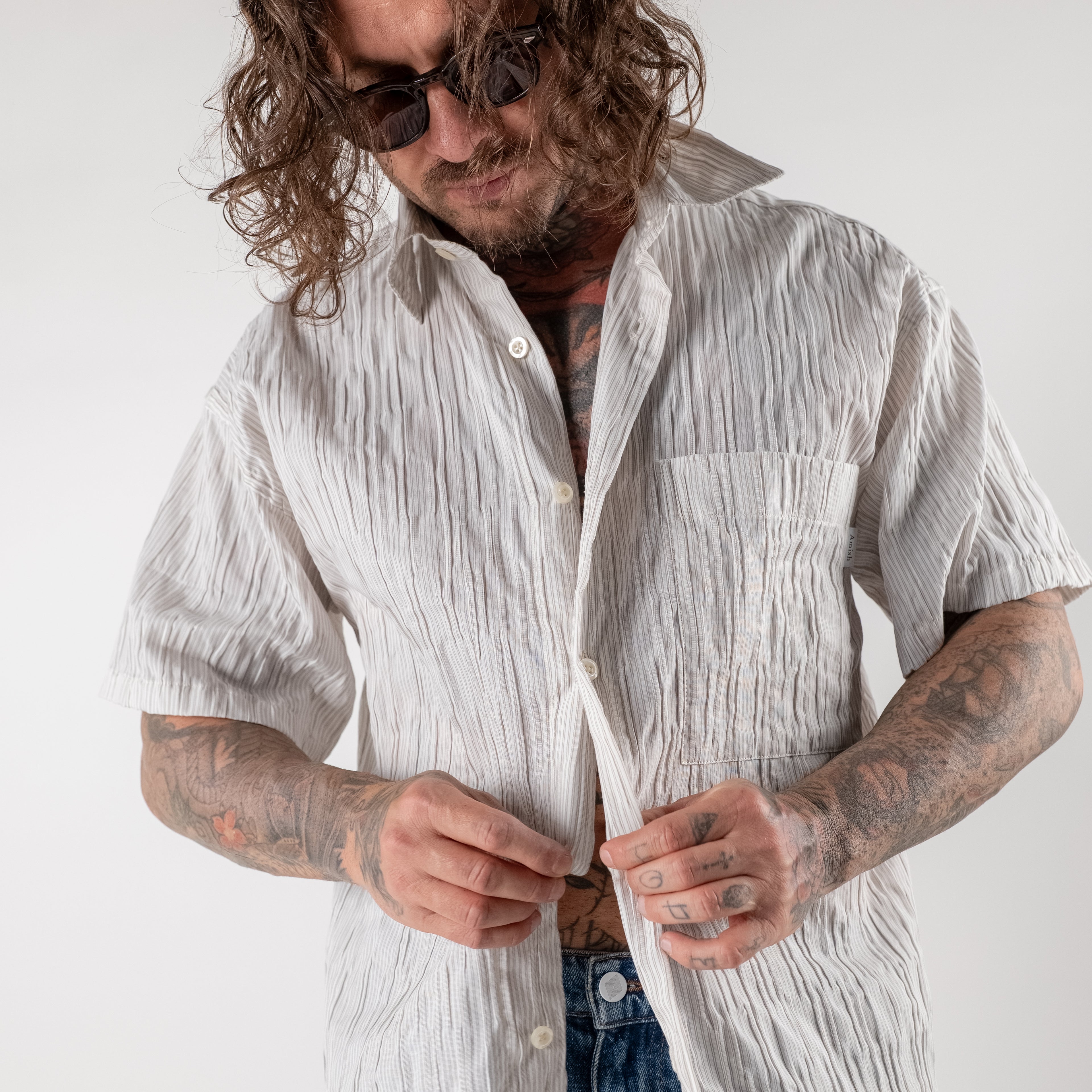 Crinkle stripe shirt
