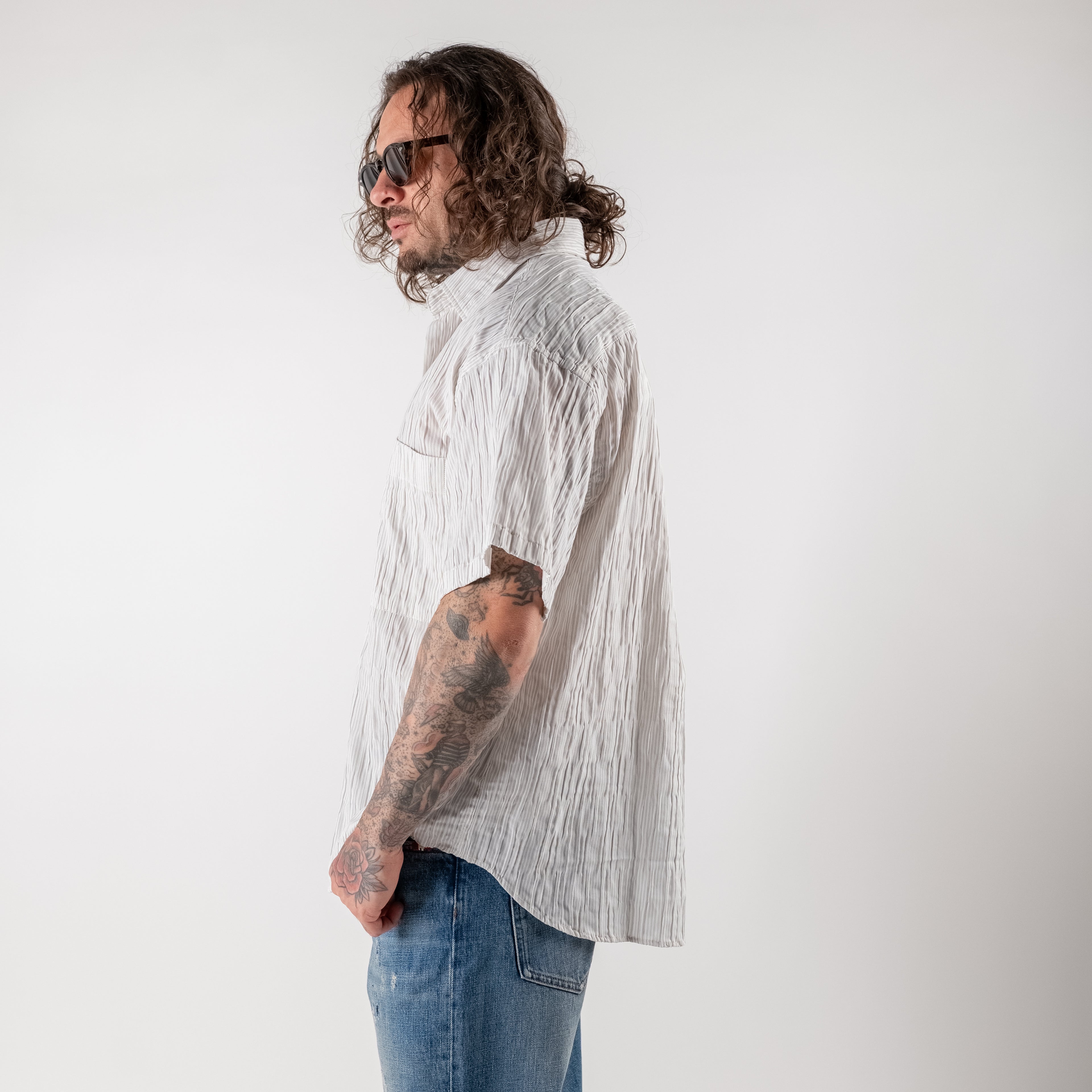 Crinkle stripe shirt