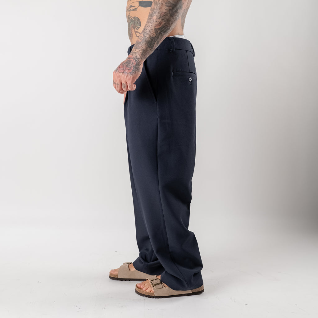 Wide-leg double-pleated palazzo trousers