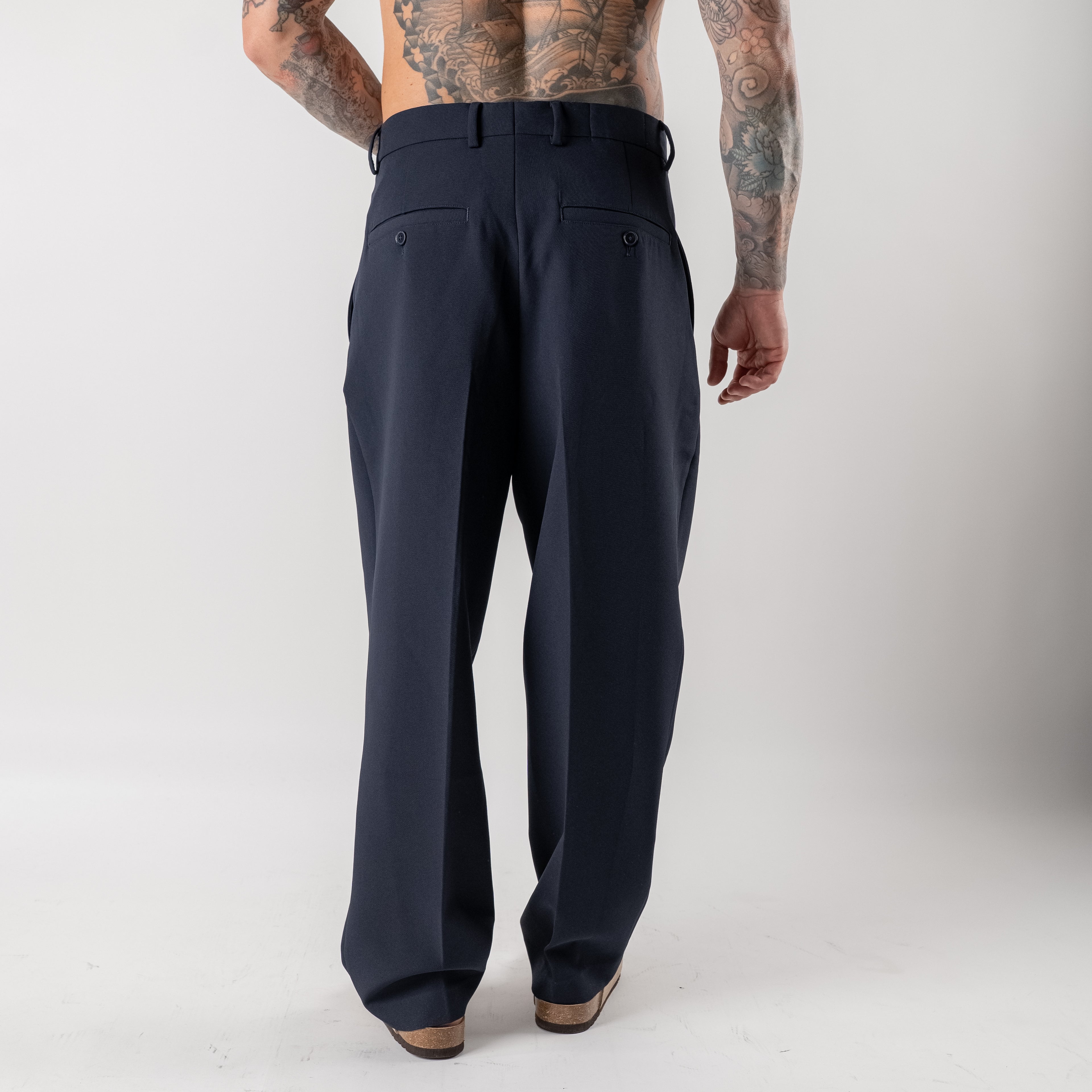 Wide-leg double-pleated palazzo trousers