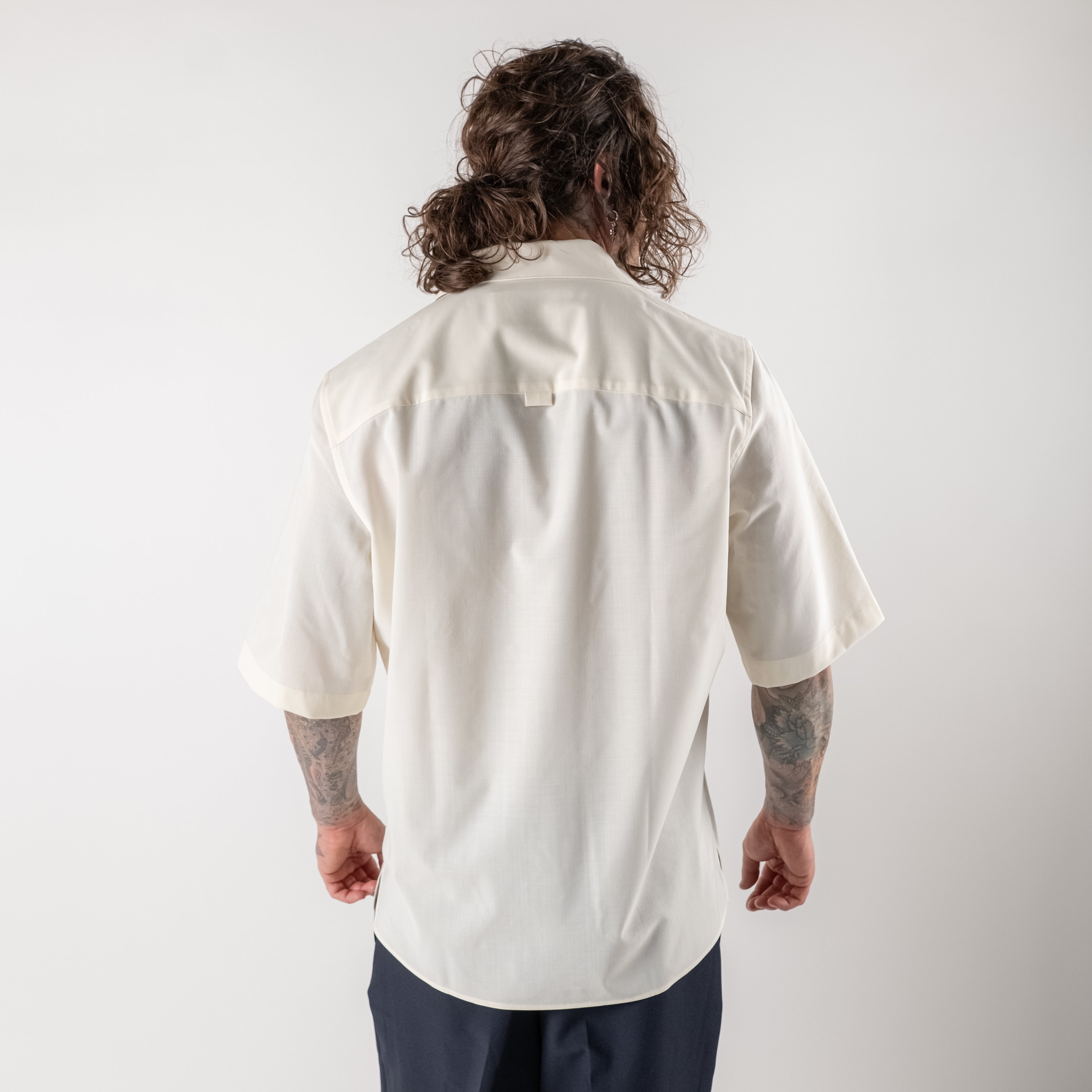 Short-Sleeved Shirt with Camp Collar