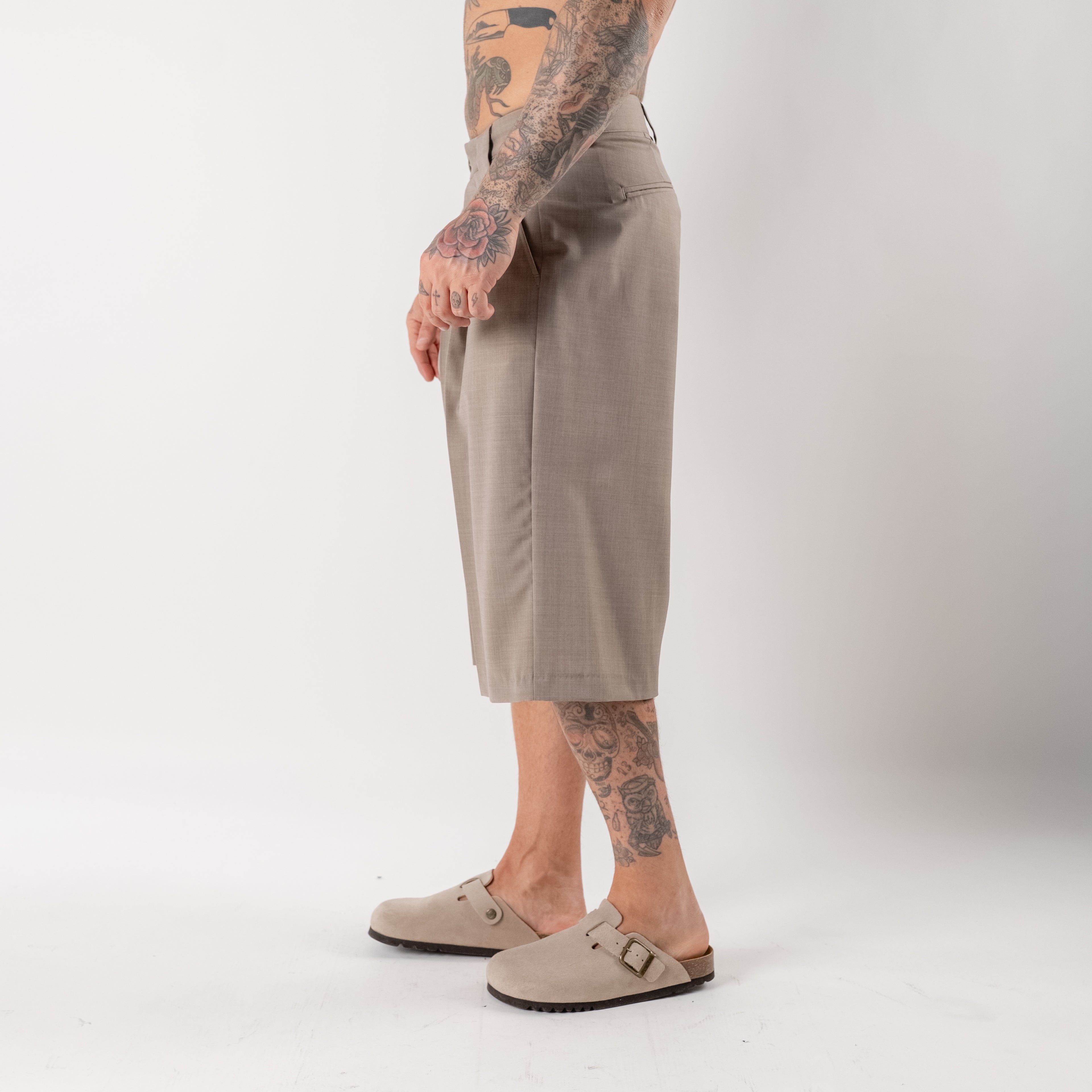 Wide-Leg Tailored Bermuda Shorts
