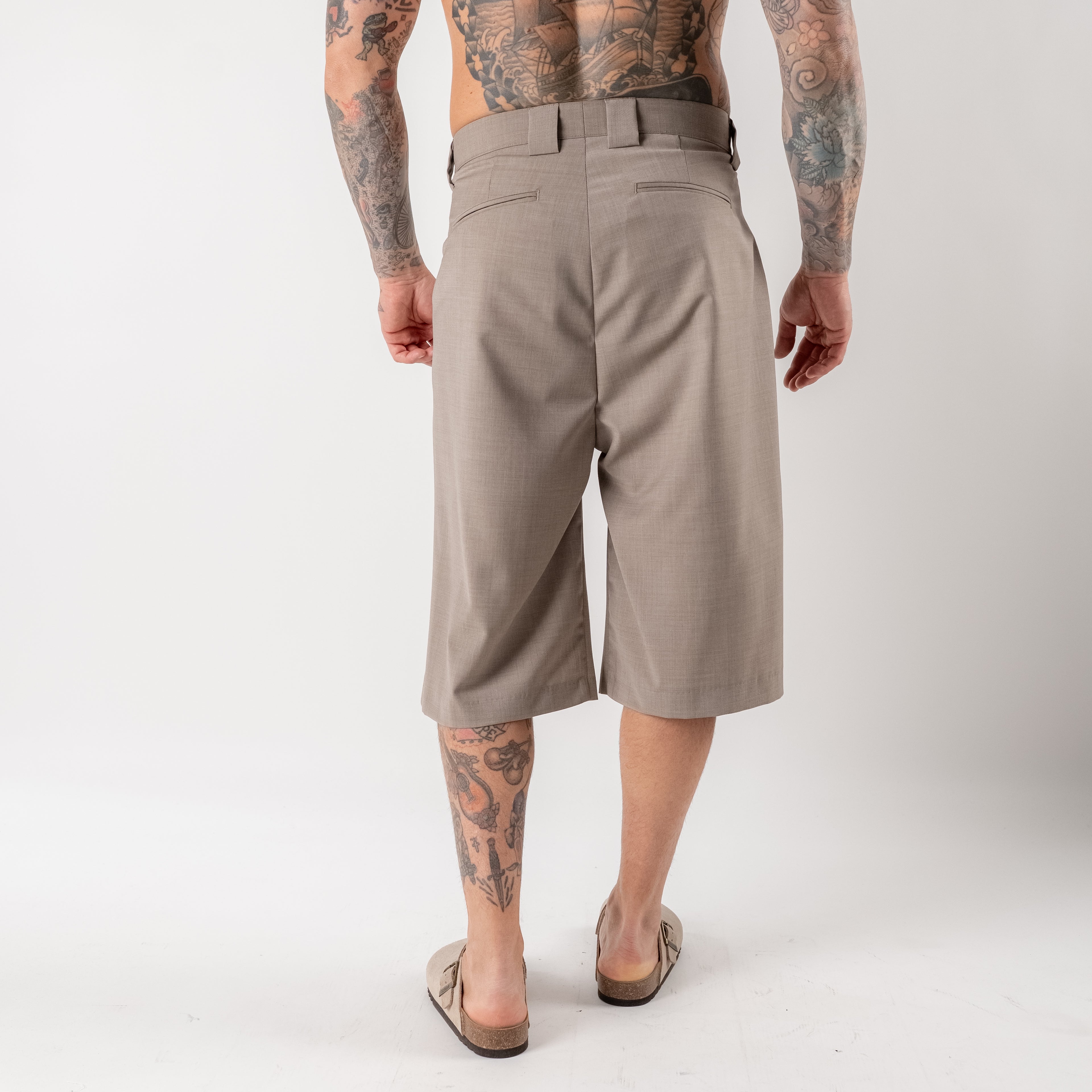 Wide-Leg Tailored Bermuda Shorts