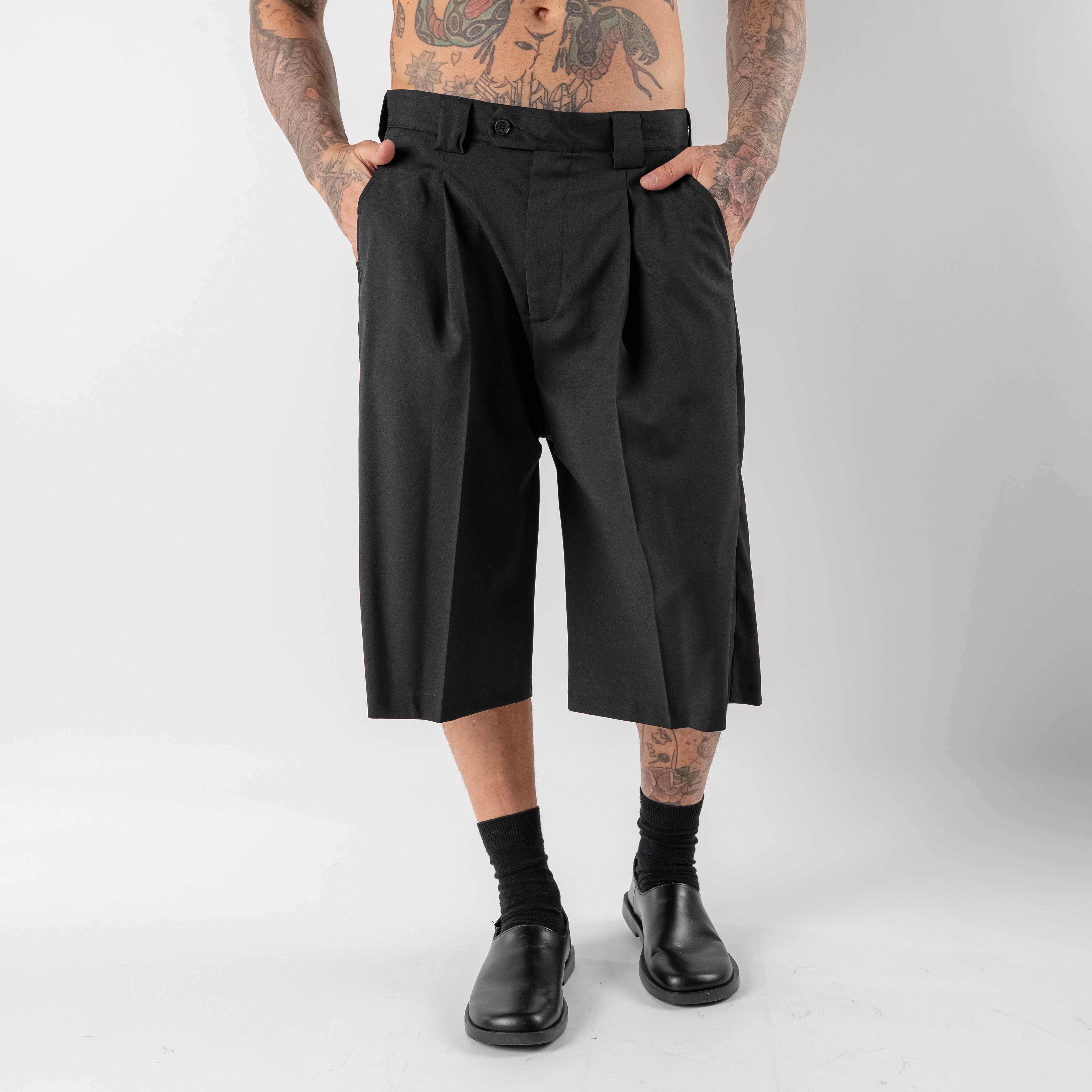 Wide-Leg Tailored Bermuda Shorts