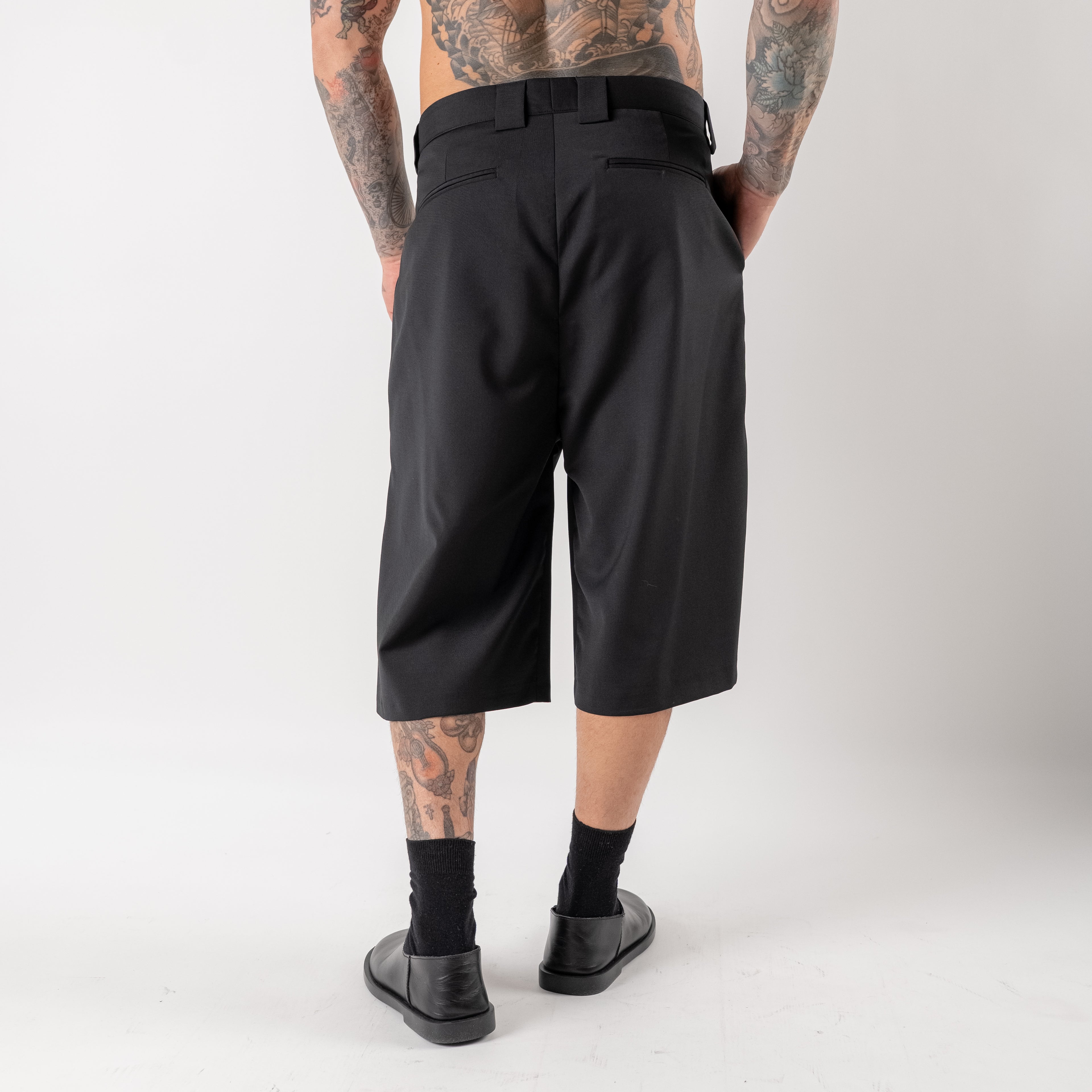 Wide-Leg Tailored Bermuda Shorts