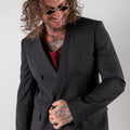 Collarless Double-Breasted Jacket