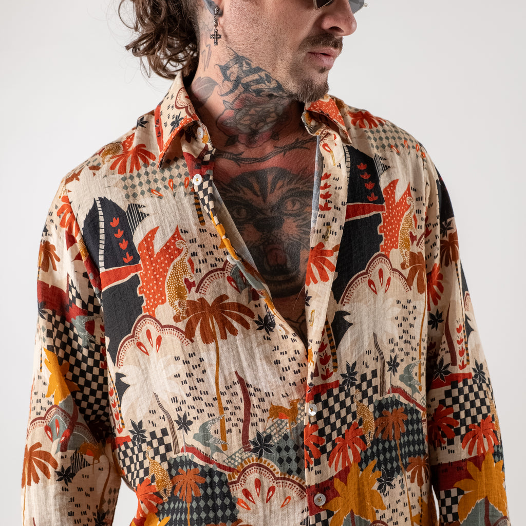 Printed Linen/Cotton Shirt