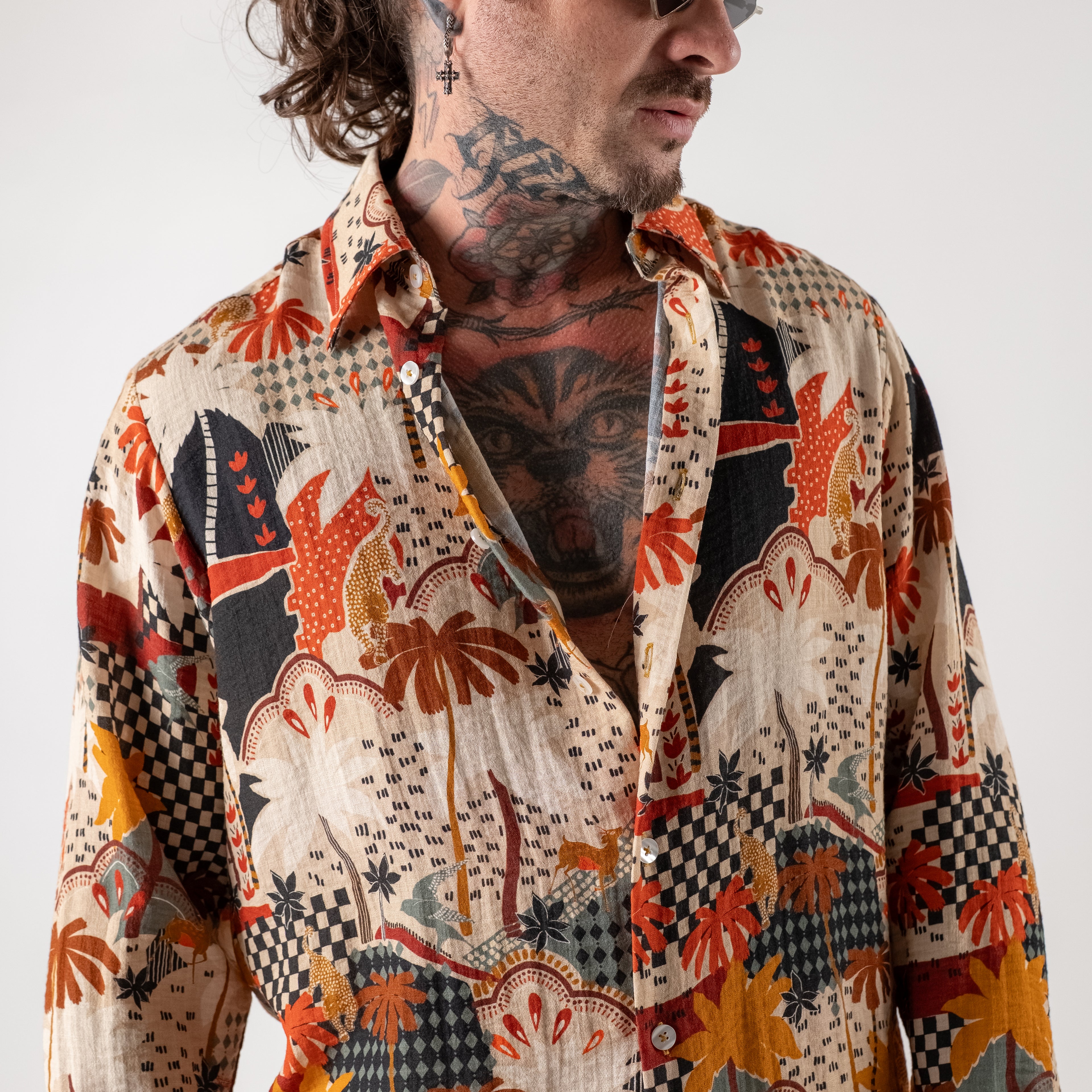Printed Linen/Cotton Shirt