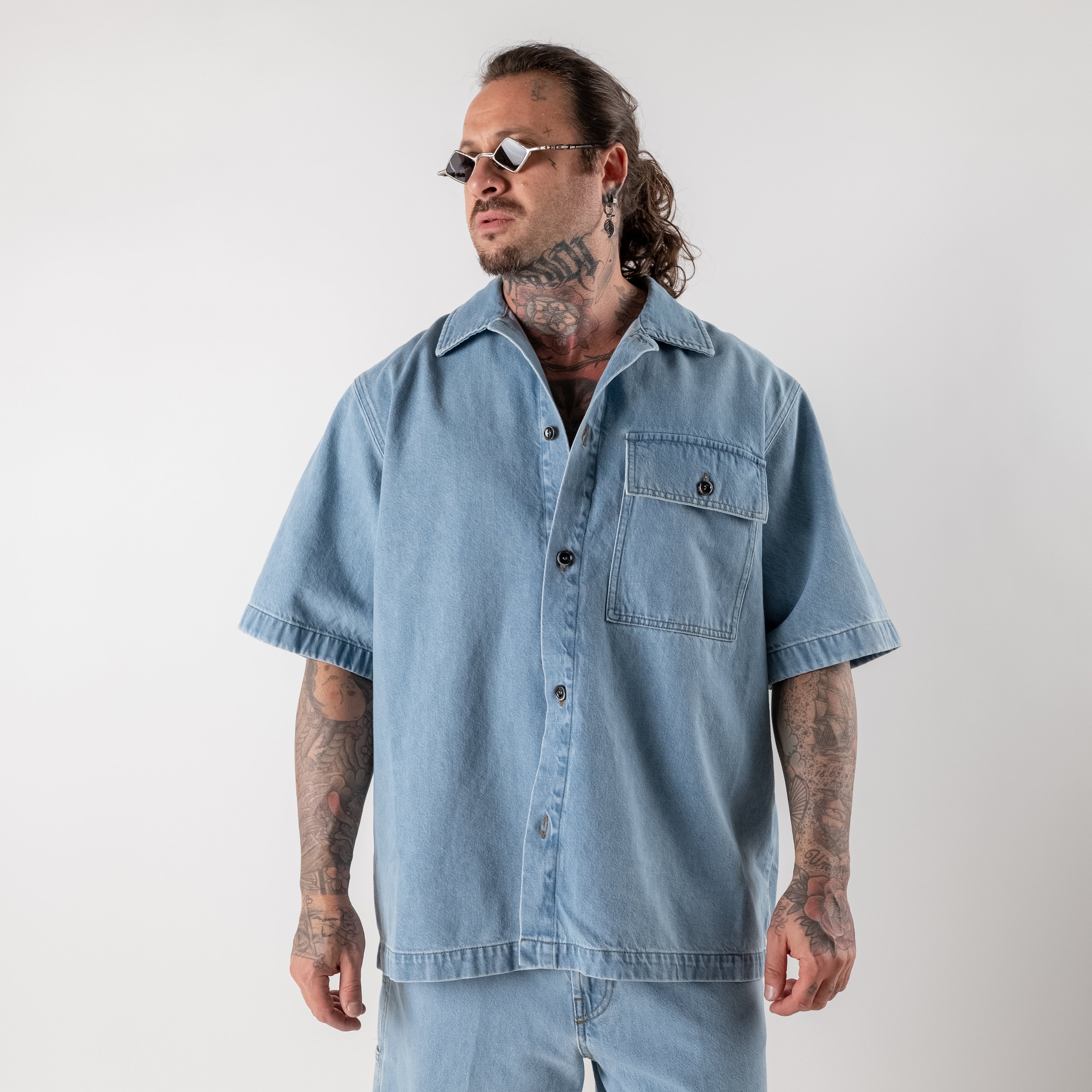 Oversized denim pocket shirt