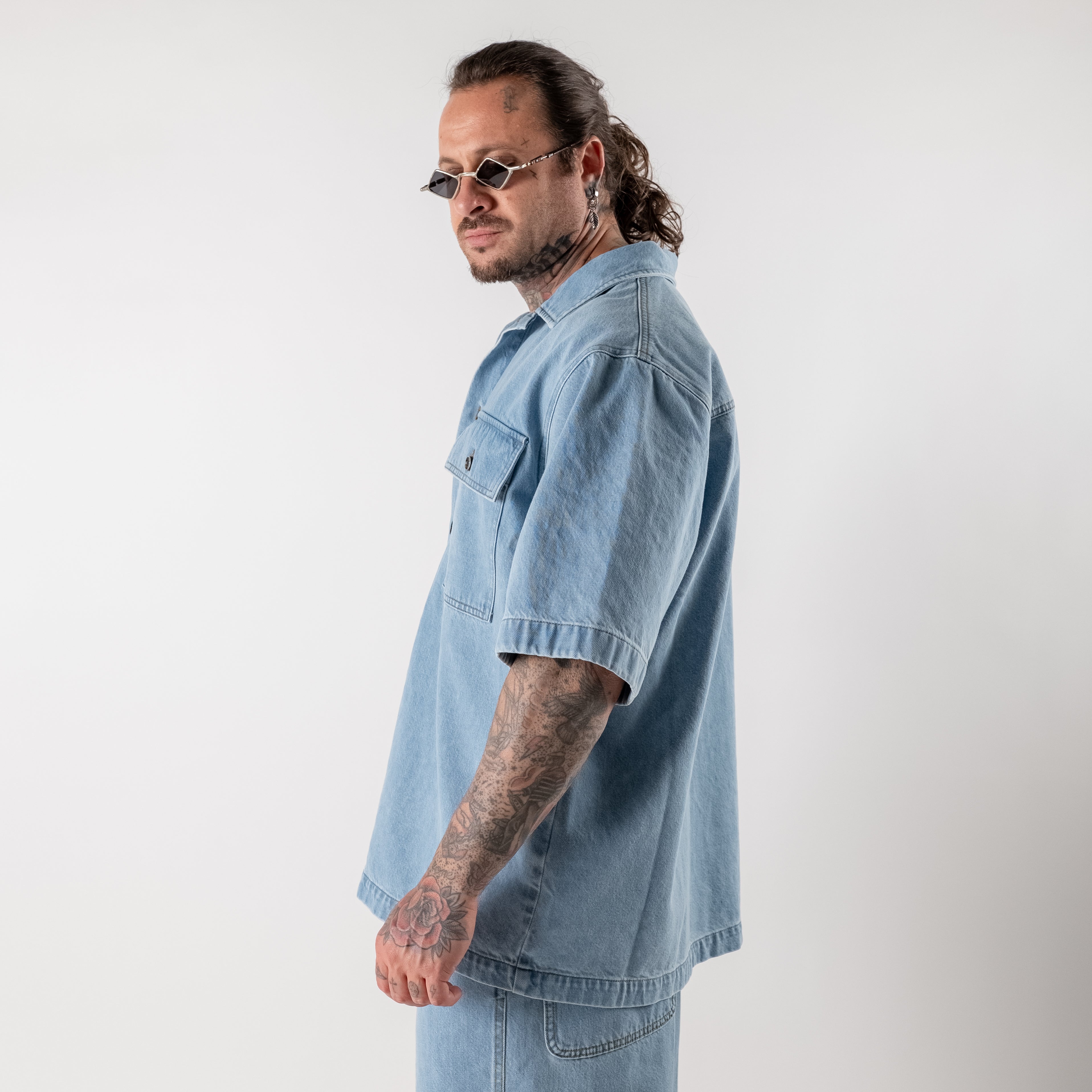Oversized denim pocket shirt