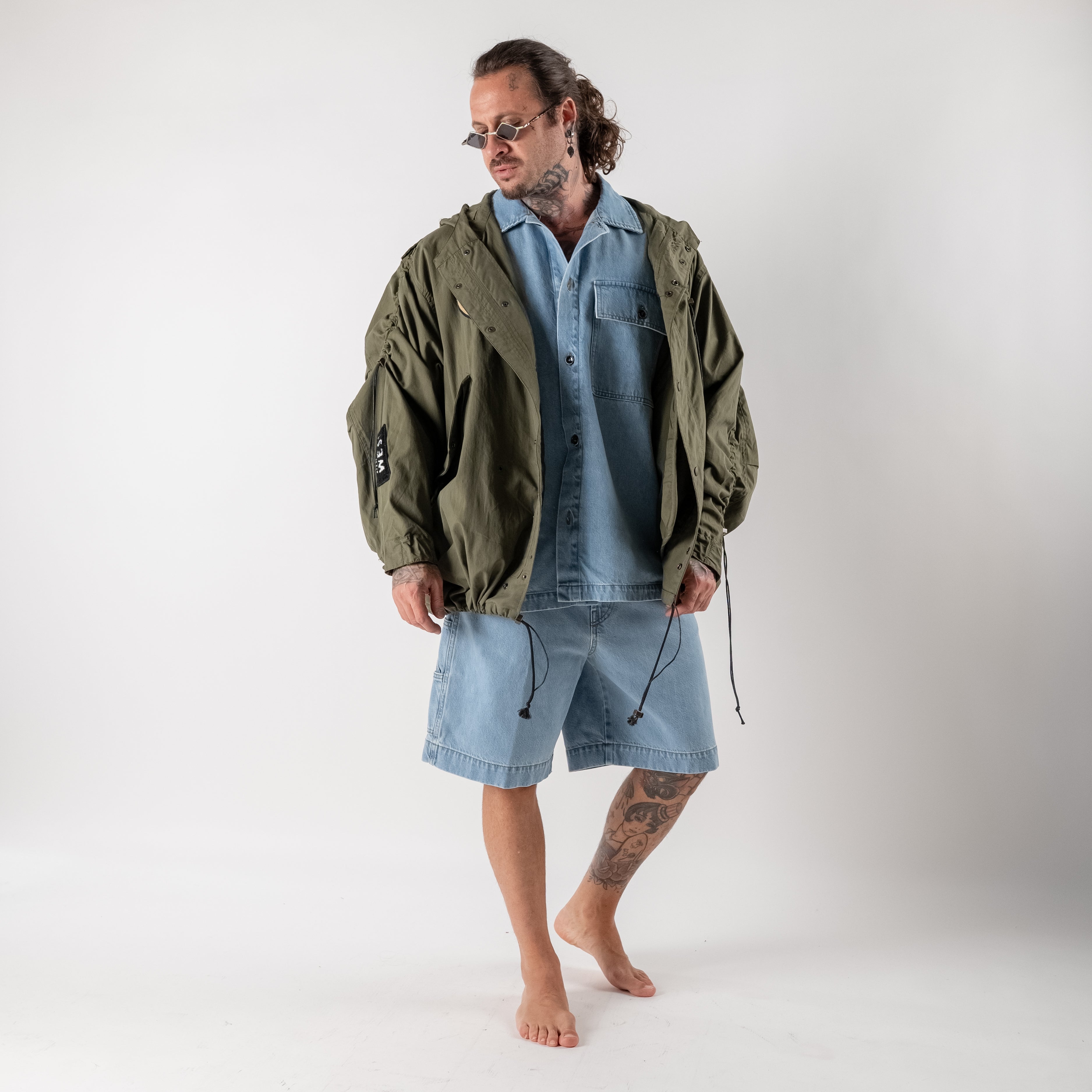 Oversized parka with patches