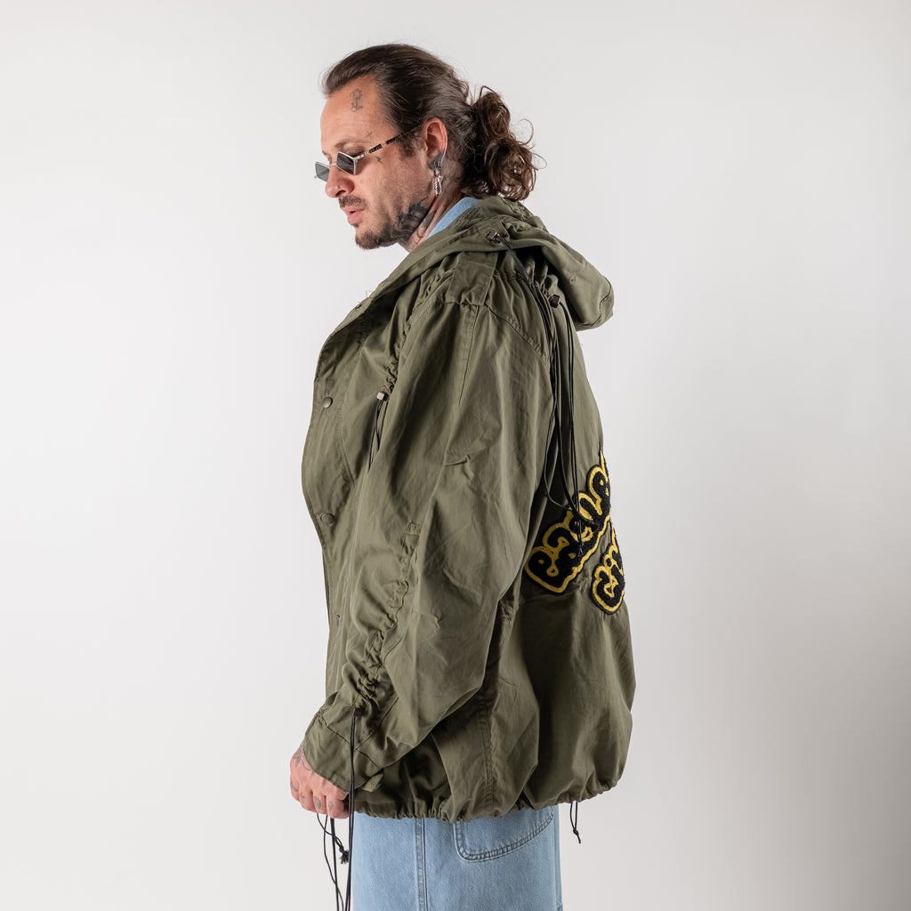 Oversized parka with patches