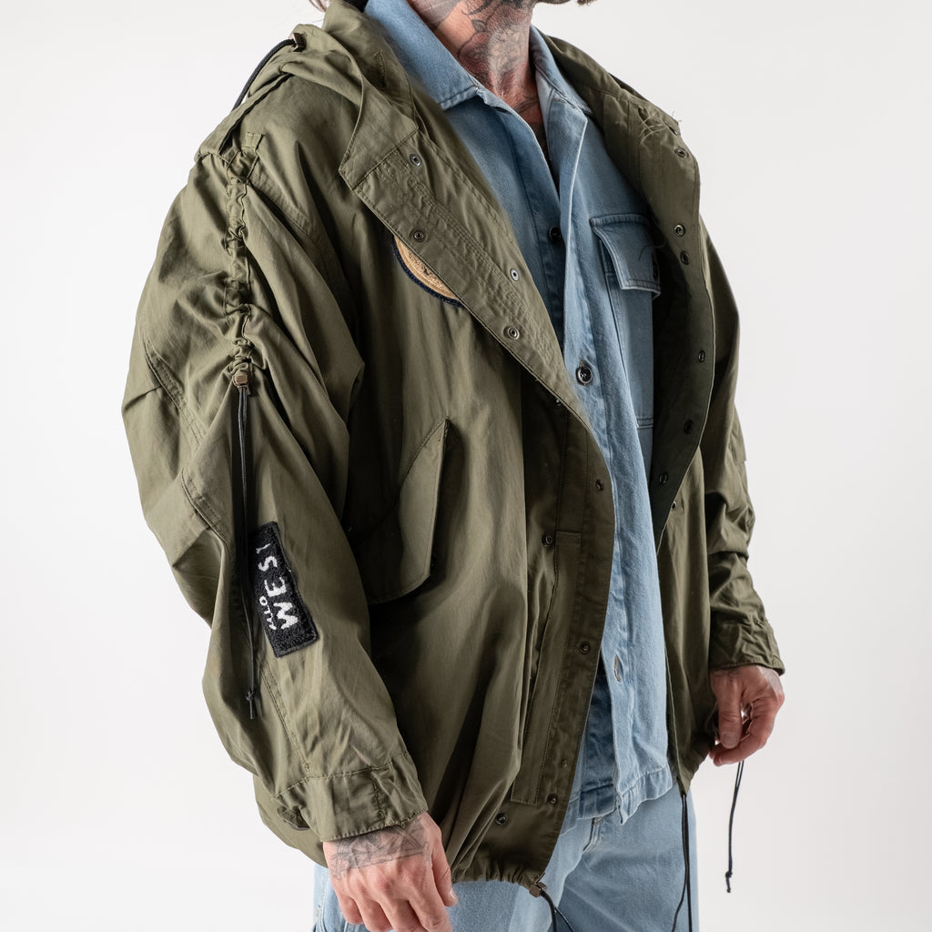 Oversized parka with patches