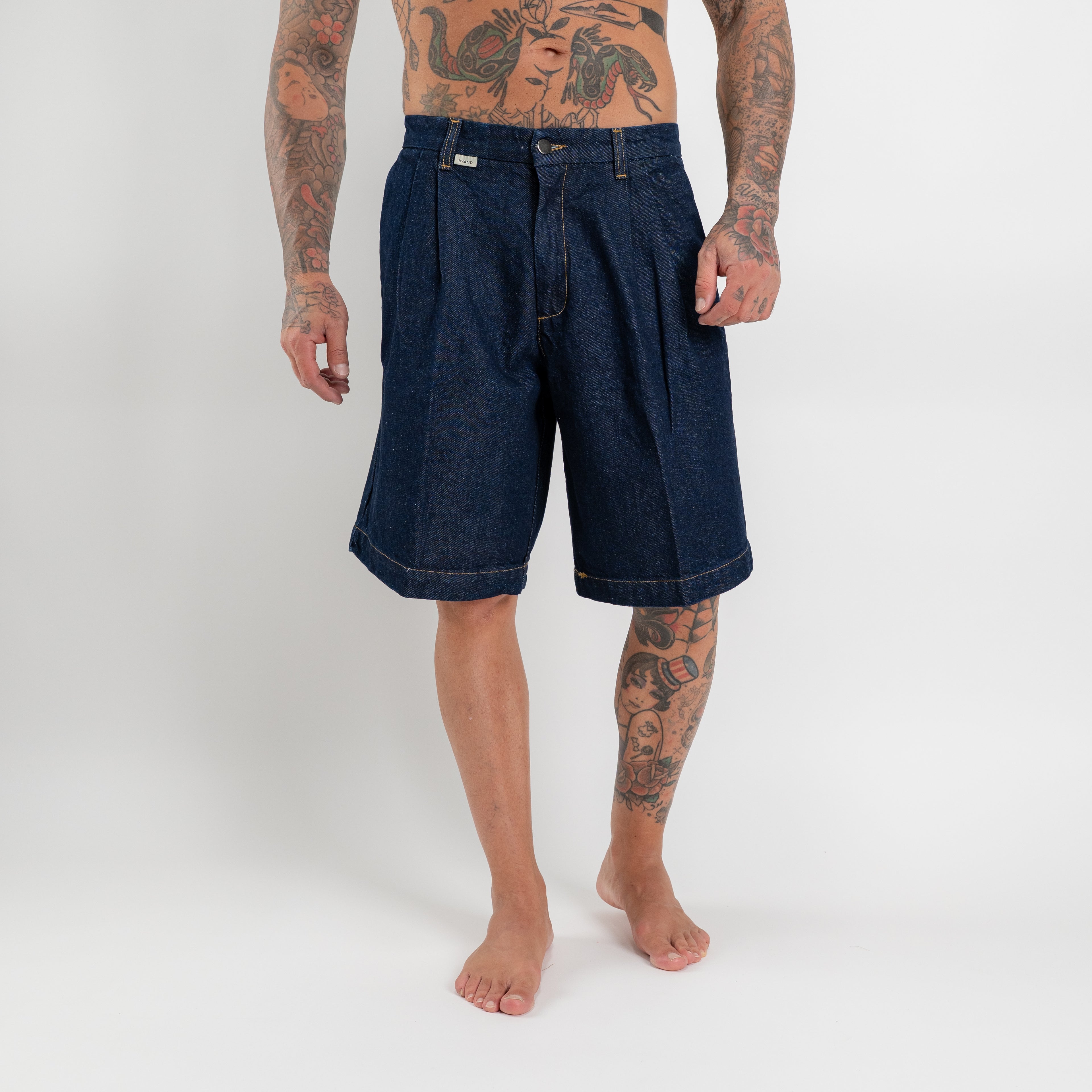 Bermuda denim doppia pinces